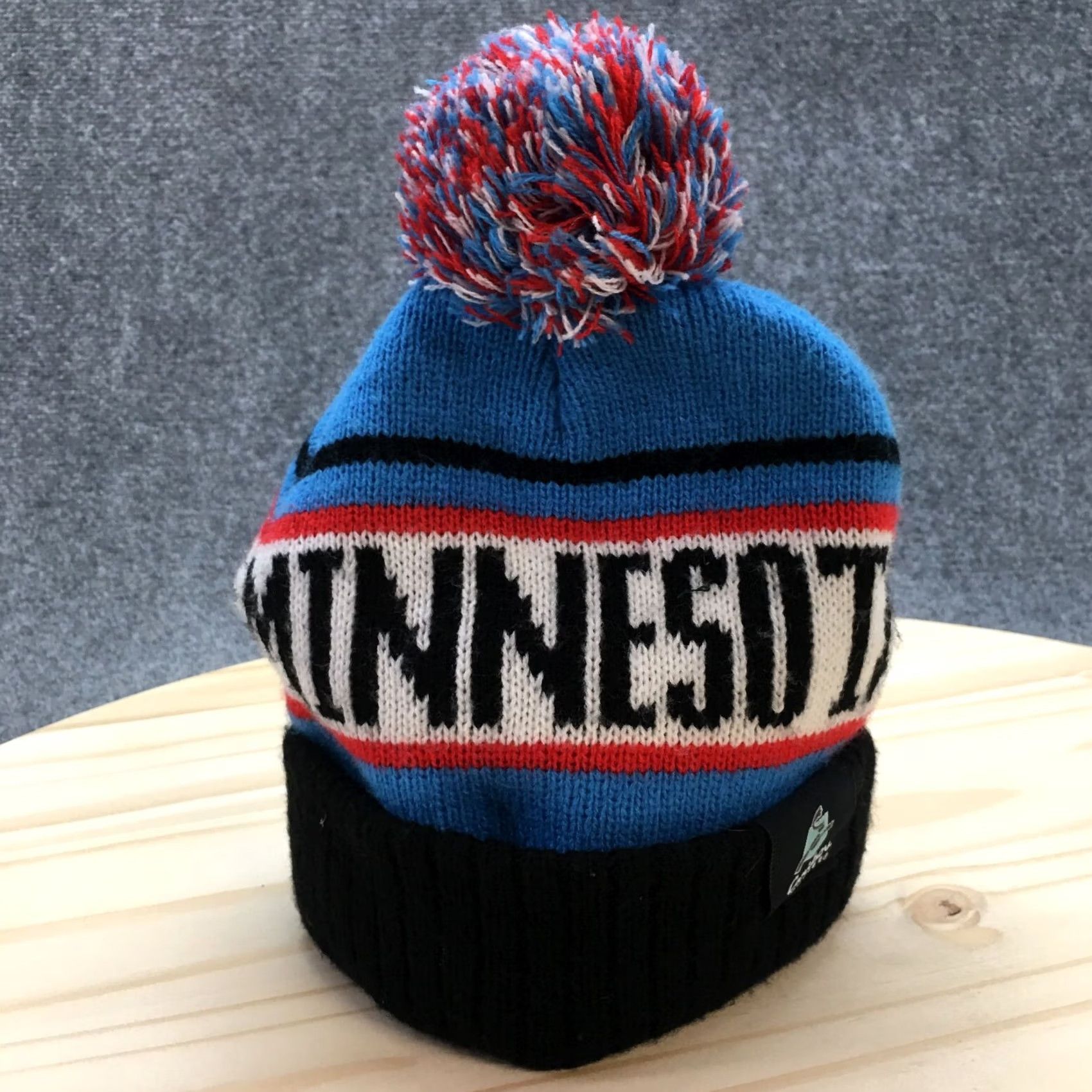 Twins Minnesota Pompom Beanie Hat - Mens Blue Red Caribou Knit - 5 Size ONE SIZE - 5 Thumbnail