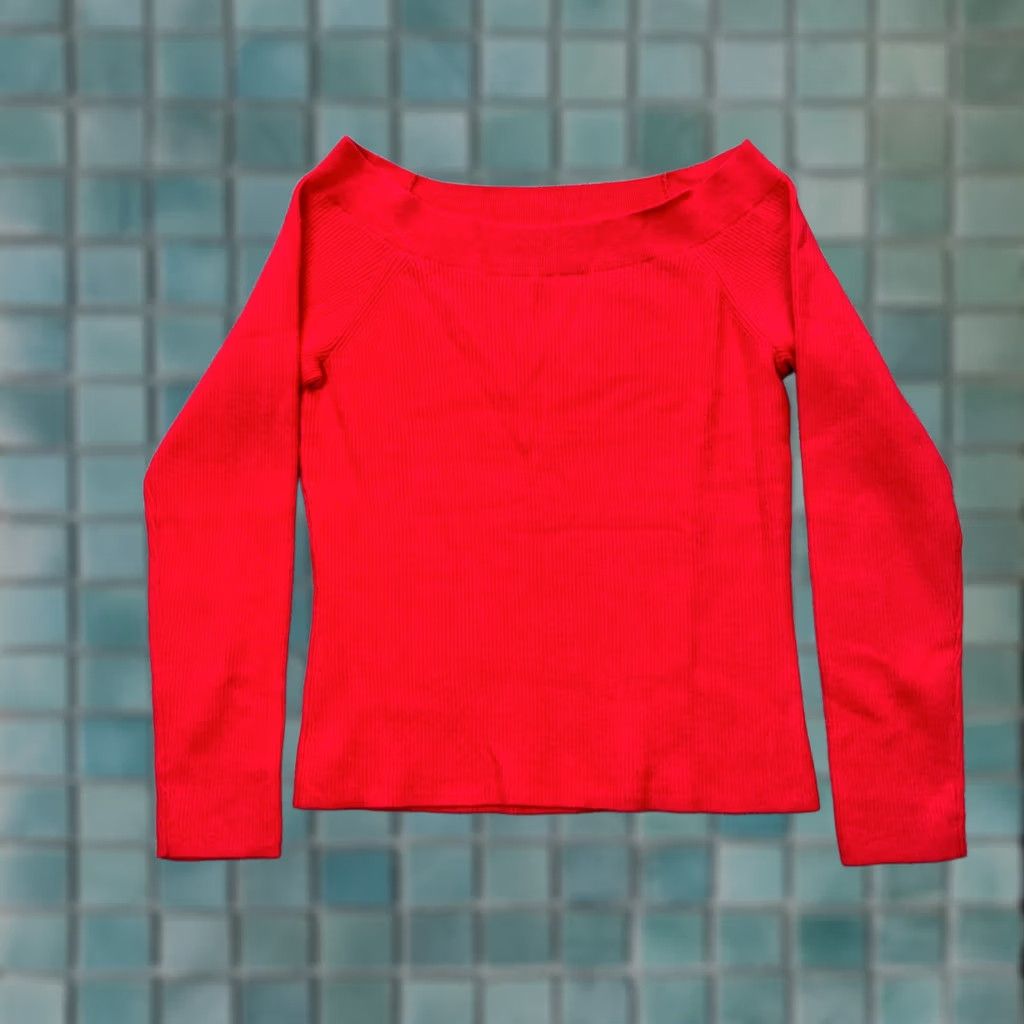 Gap Gap Sweater Womens XXL Red Off The Shoulder Ribbed Tight Knit Slim Fit Size XXL / US 16-18 / IT 52-54 - 1 Thumbnail