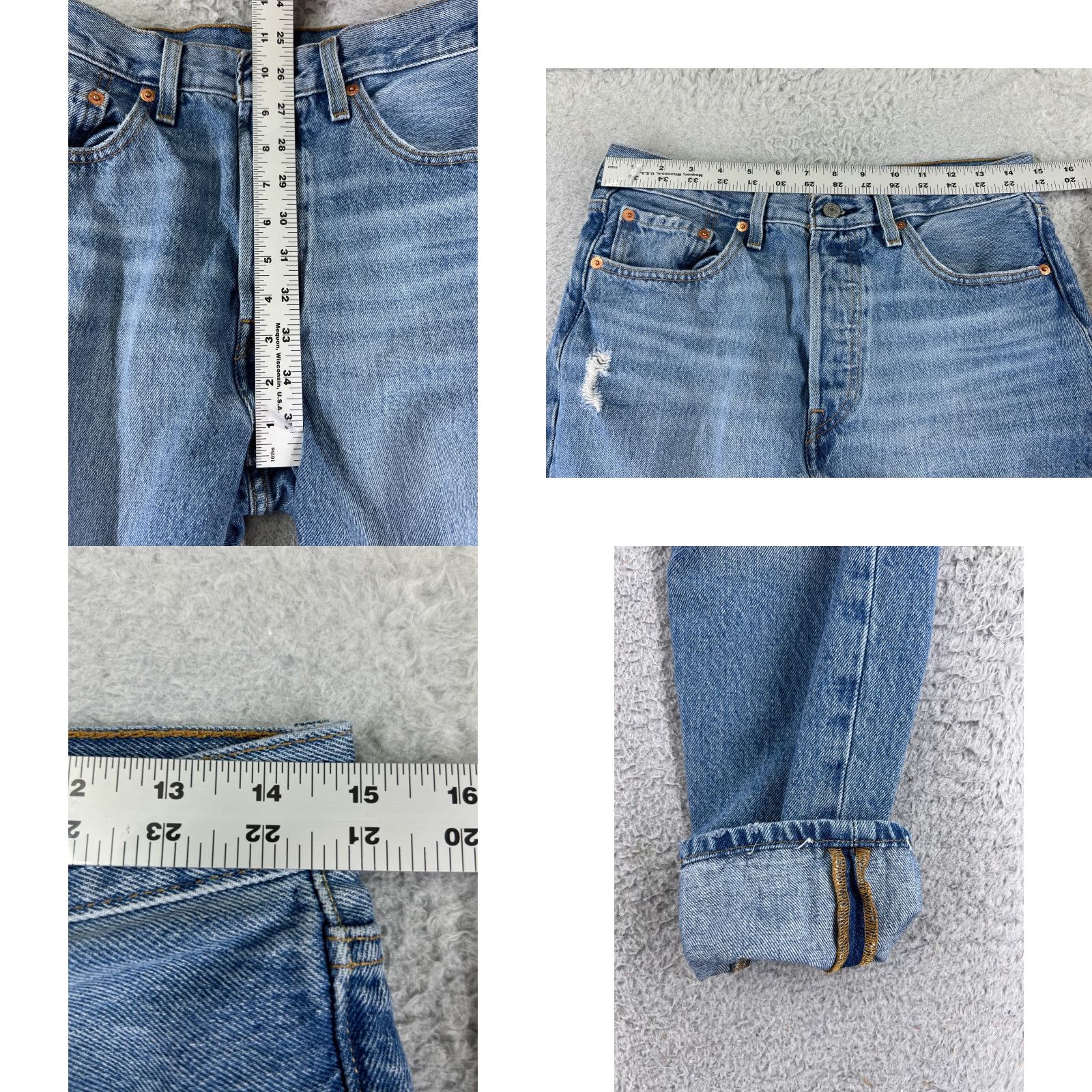 Levi's Levi's 501 Jeans Denim Blue 29x27 Skinny Regular Button Fly Distressed Vintage? No (not vintage) Size 29" - 9 Thumbnail