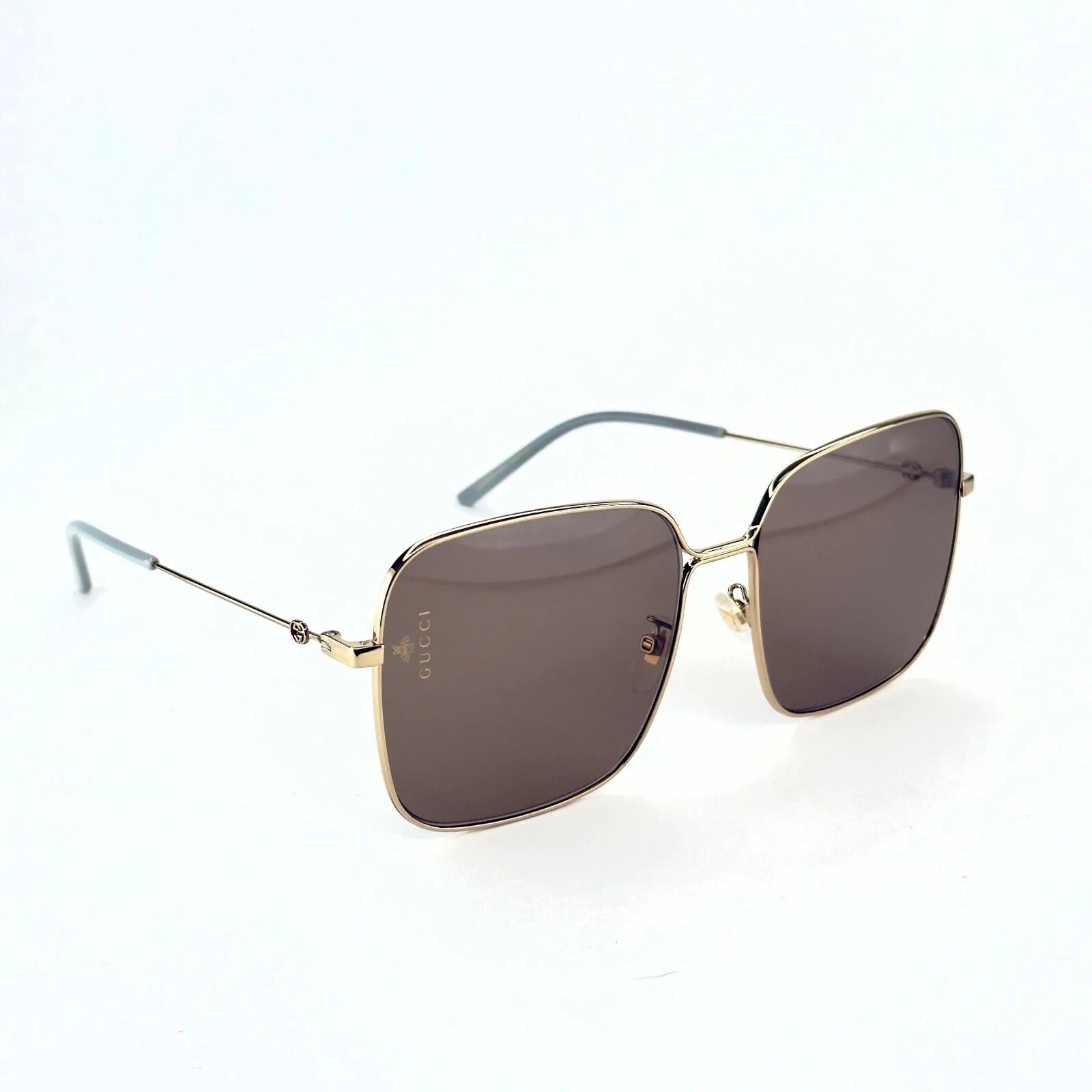 Gucci GUCCI GG0443S 0443 Gold Brown Square Aviator Sunglasses 002 Size ONE SIZE - 6 Thumbnail
