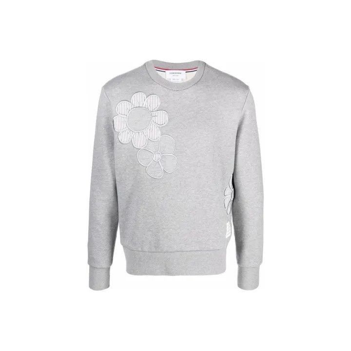 Thom Browne Thom Browne Gray Floral Embroidered Sweatshirt -2507 Size US S / EU 44-46 / 1 - 7 Thumbnail