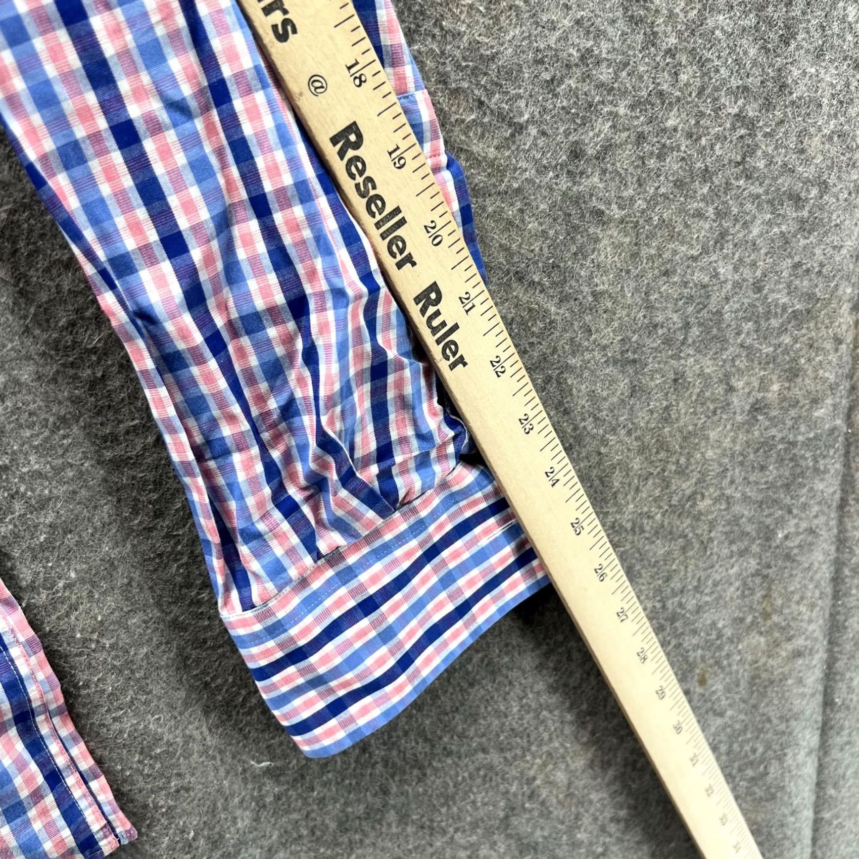 Hugo Boss HUGO BOSS Shirt Mens 17.5/44 Blue Pink Button-Down Gingham Slim Fit Preppy Plaid Vintage Check/Collar Down Shirt Size US XXL / EU 58 / 5 - 5 Thumbnail