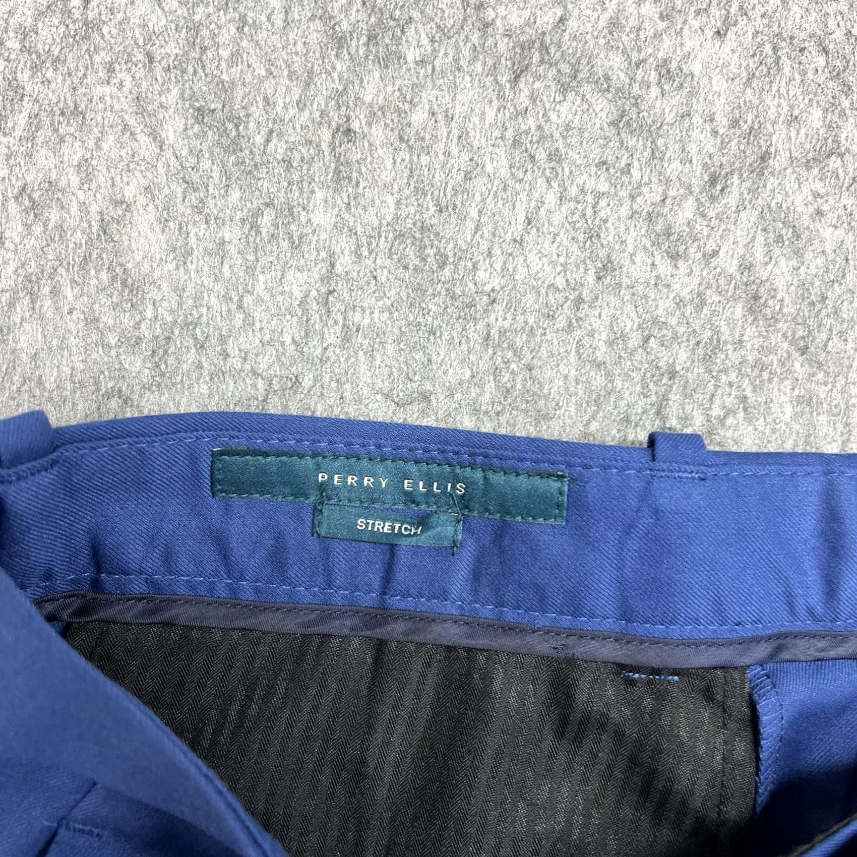 Perry Ellis Perry Ellis Dress Pants Mens 30x30 Blue Stretch Flat Front Straight Leg Workwear Office Trousers Size US 30 / EU 46 - 3 Thumbnail