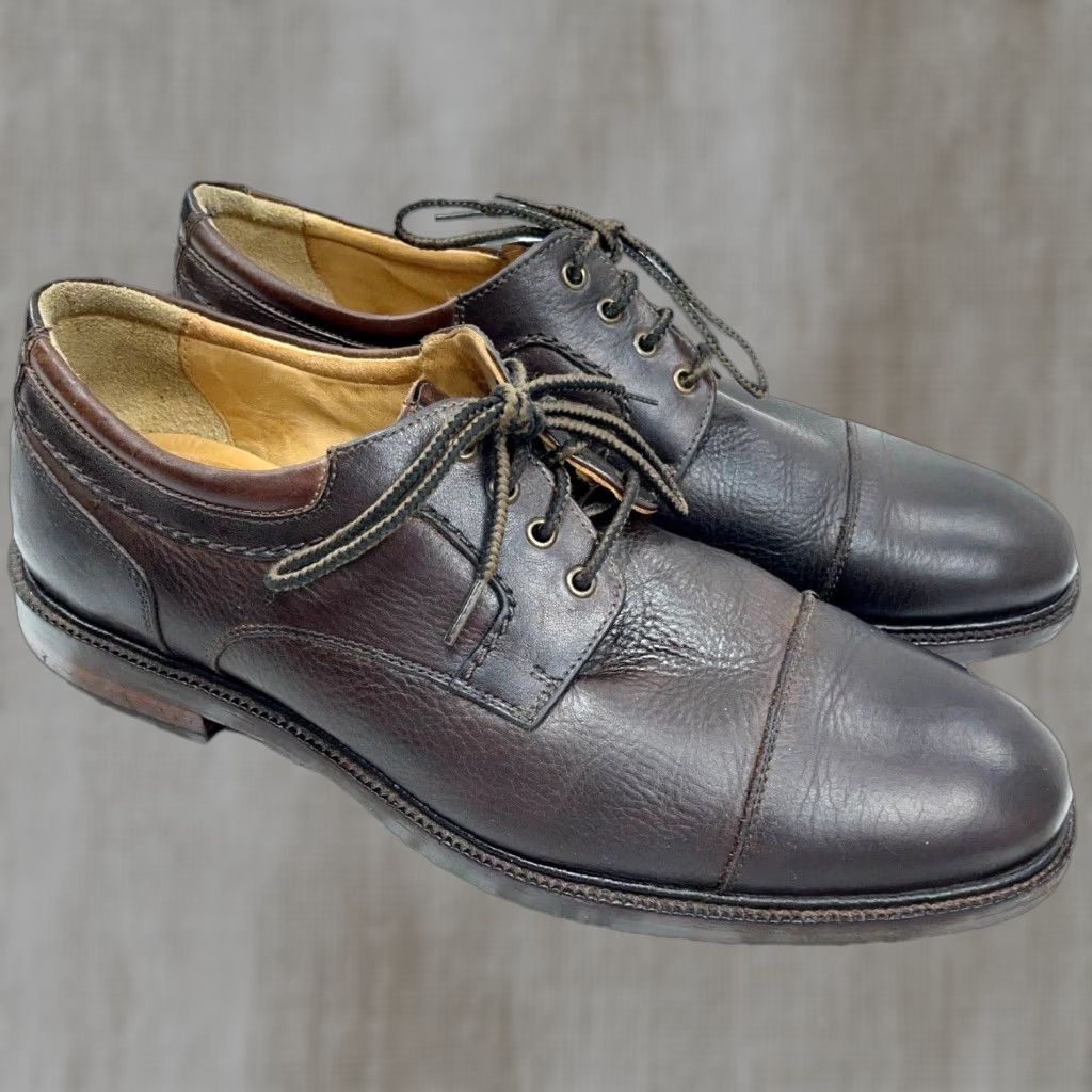 Johnston & Murphy Johnston & Murphy Dress Oxford Shoes Cap Toe Brown Leather 20-8922 M 10 Mens Brogue Sheepskin Lining Leather Upper Brown Style Classic Size ONE SIZE - 1 Thumbnail