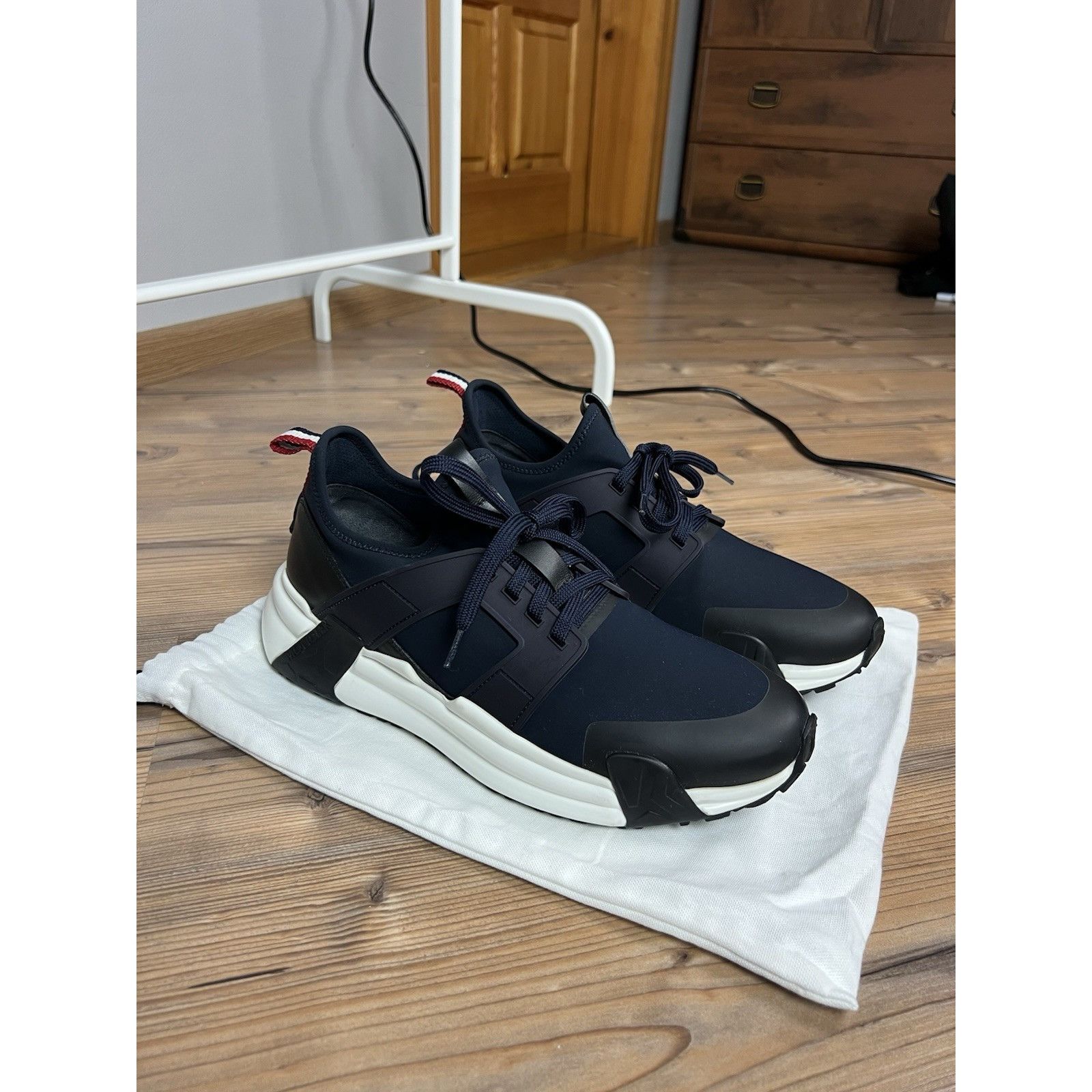 Moncler NWOB Moncler Lunarove Blue Men`s Leather & Mesh Sneakers Siz Size US 10.5 / EU 43-44 - 3 Thumbnail