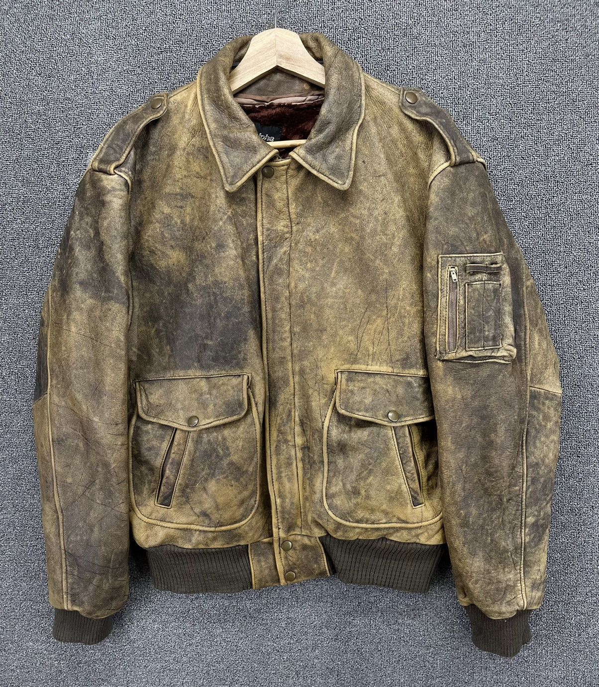 Alpha Industries × Vintage Vintage 90s Alpha Trashed Leather Jacket Size US M / EU 48-50 / 2 - 1 Thumbnail