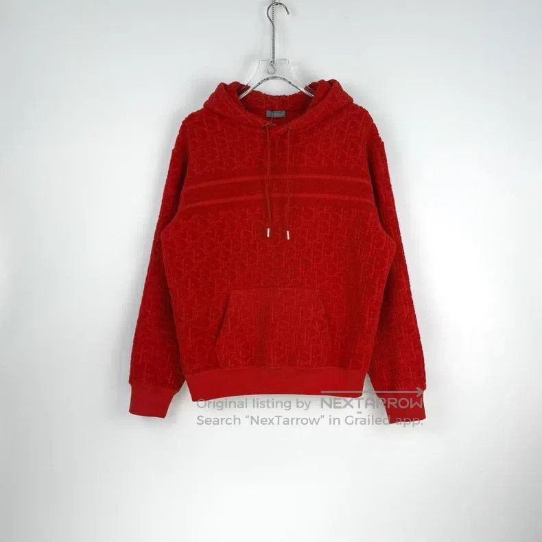 Dior Dior Red classic logo towel material hooded sweatshirt Size US L / EU 52-54 / 3 - 3 Thumbnail