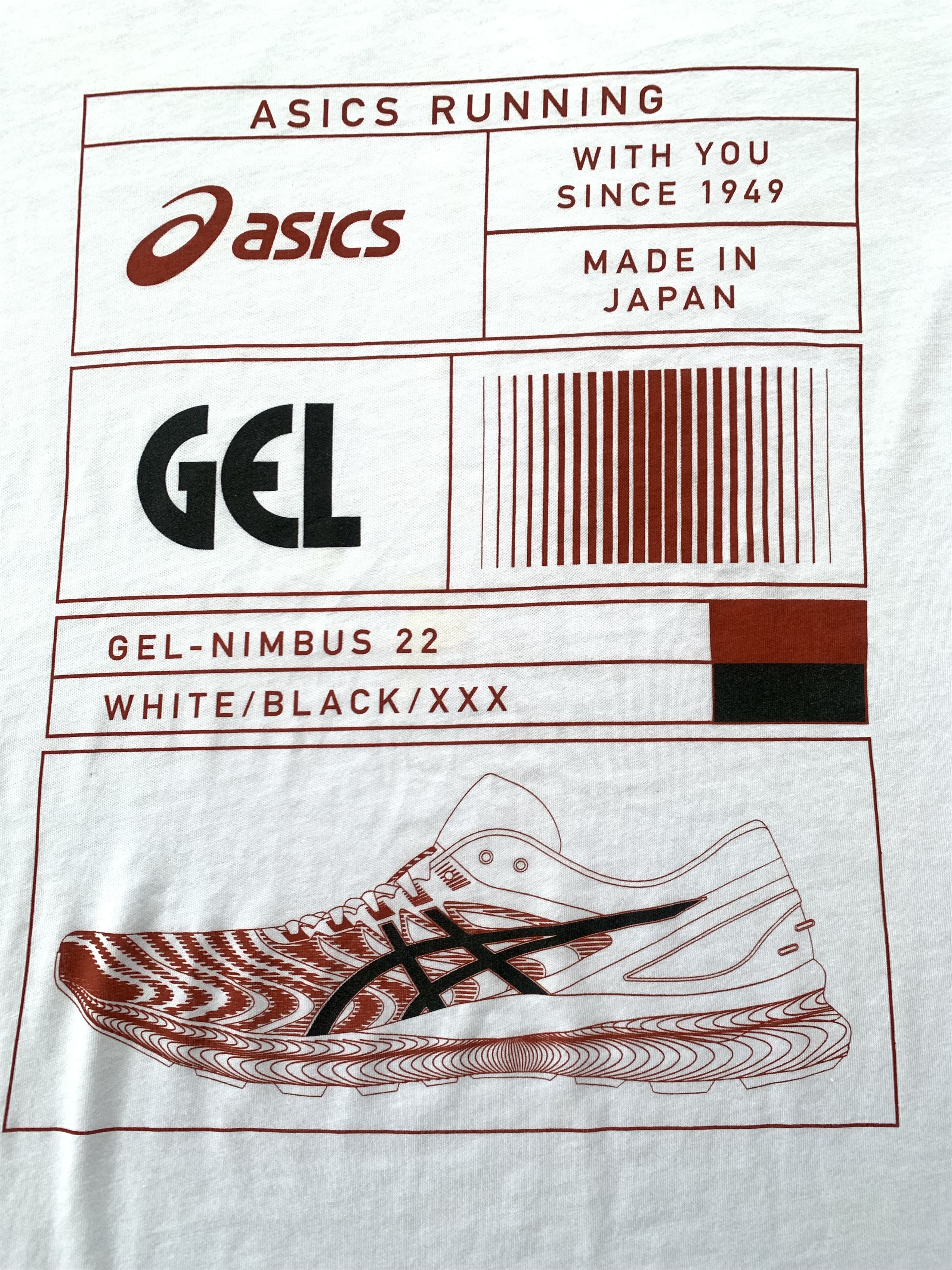 Asics Asics White Cotton Gel Nimbus Printed T Shirt Size US L / EU 52-54 / 3 - 5 Thumbnail