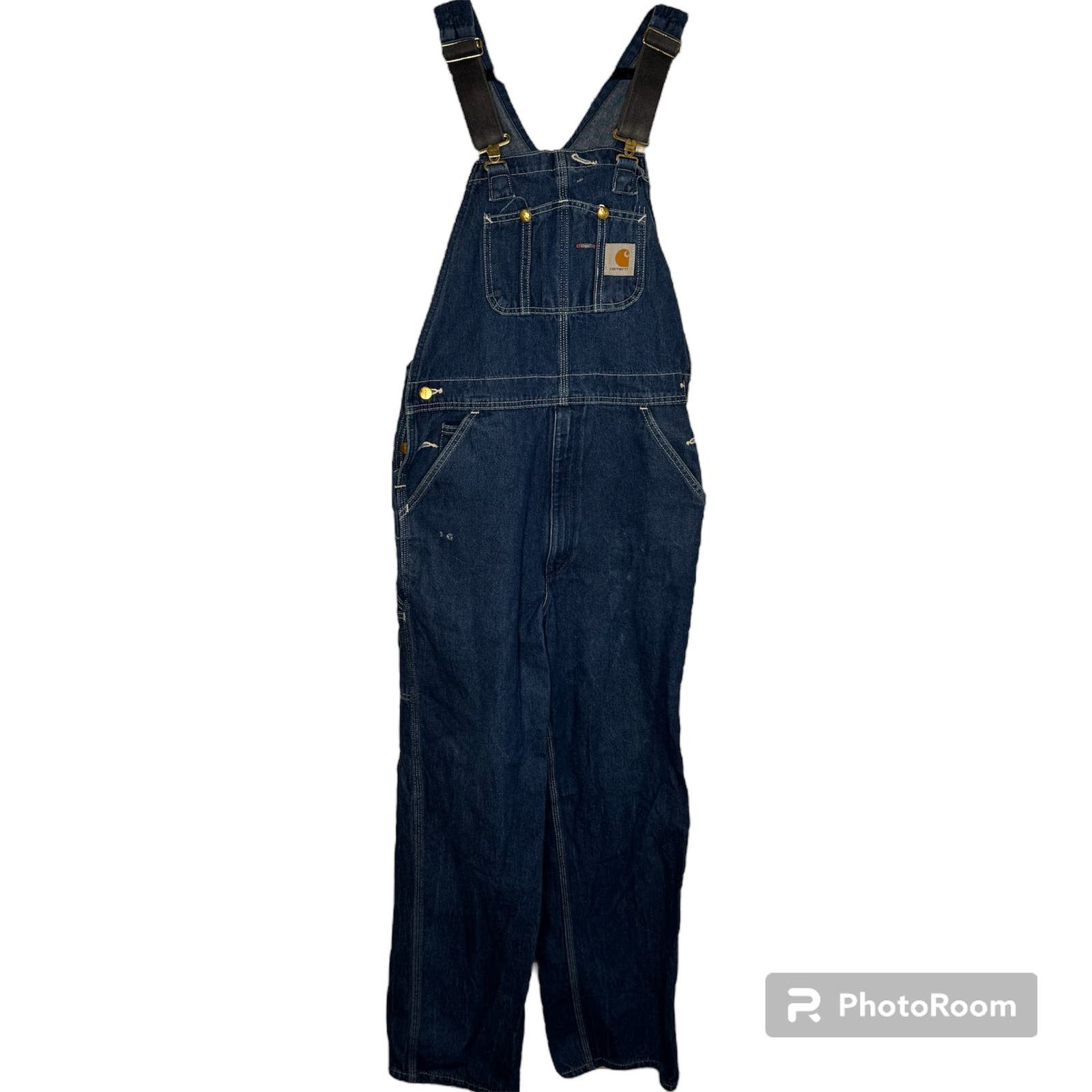 image of Vintage Carhartt Denim Coveralls Unlined 34X30 in Blue, Men's