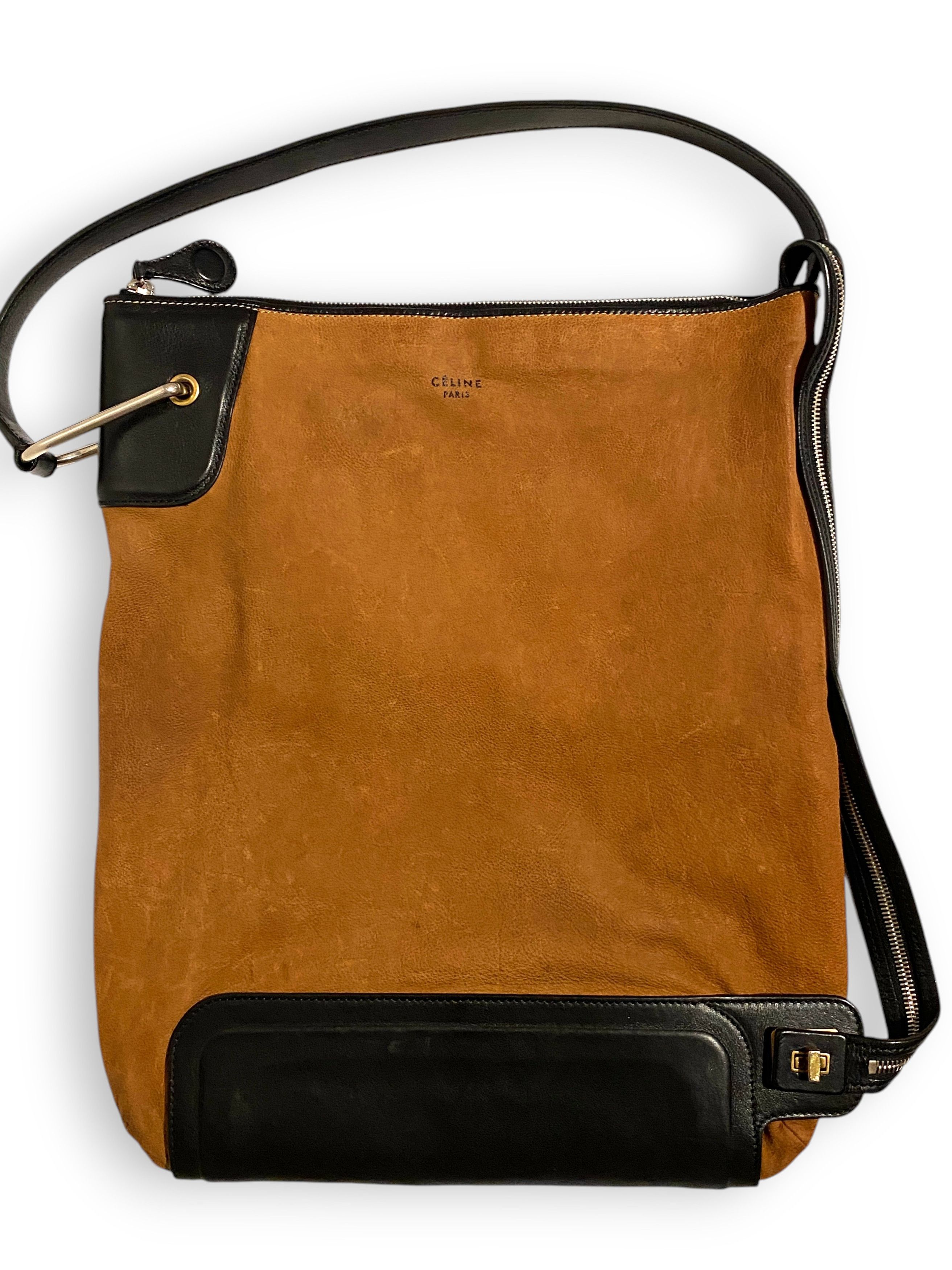 Celine Celine Cabas Logo Brown Leather Shoulder Handbag Bag Y2K Size ONE SIZE - 2 Thumbnail