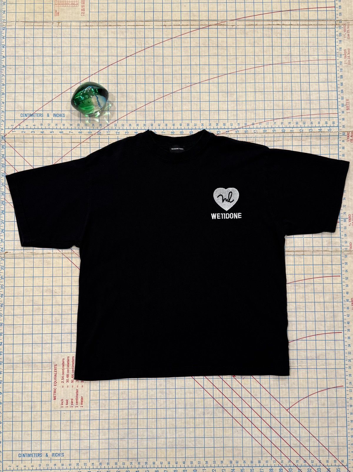 WE11DONE We11done Track Tee Black Heart Logo Fits Mens Large Black Size US L / EU 52-54 / 3 - 2 Thumbnail