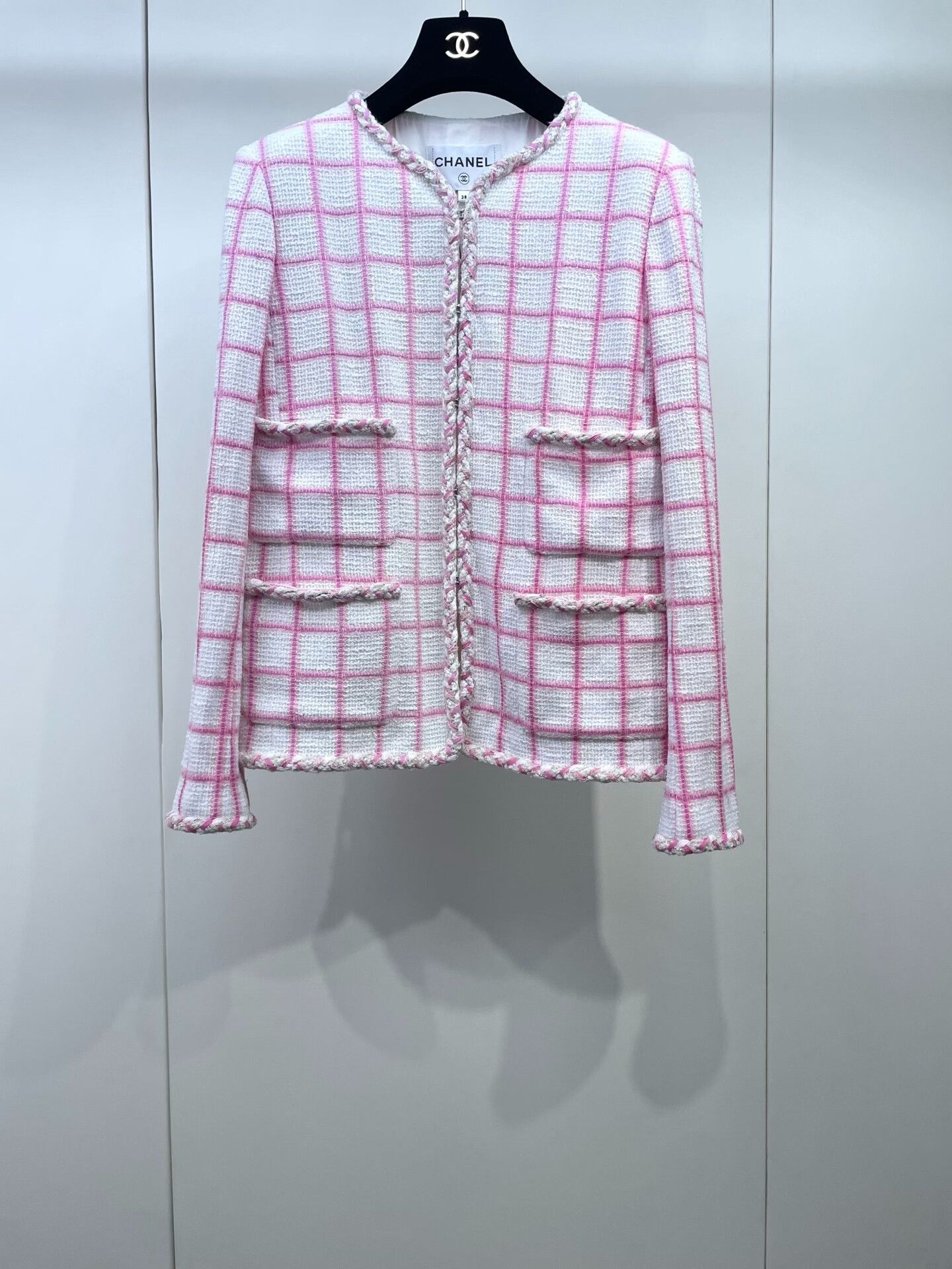 Chanel Chanel 23C Pink White Plaid Diamond Coat Size S / US 4 / IT 40 - 1 Thumbnail