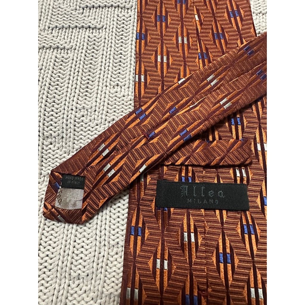 Altea Altea dark orange patterned Italian silk tie Size ONE SIZE - 2 Thumbnail