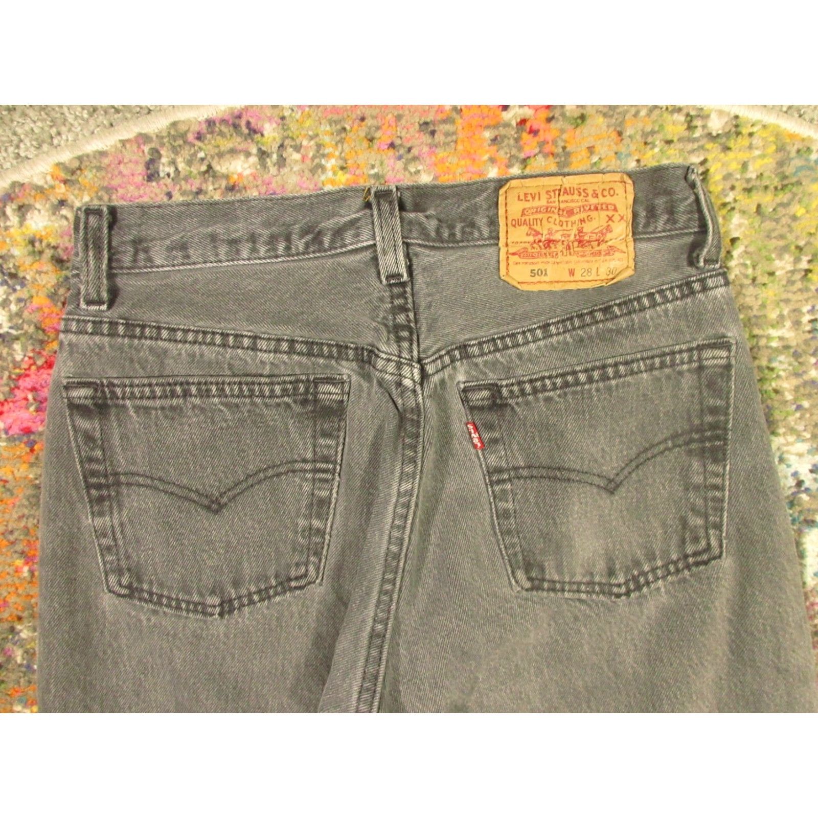 Levi's VINTAGE Levi's 501 Jeans 27x30 Gray Denim Button Fly Mid 5-Pocket USA 80s 90s Straight Mens 90s Classic American Adapted Size US 27 - 4 Thumbnail