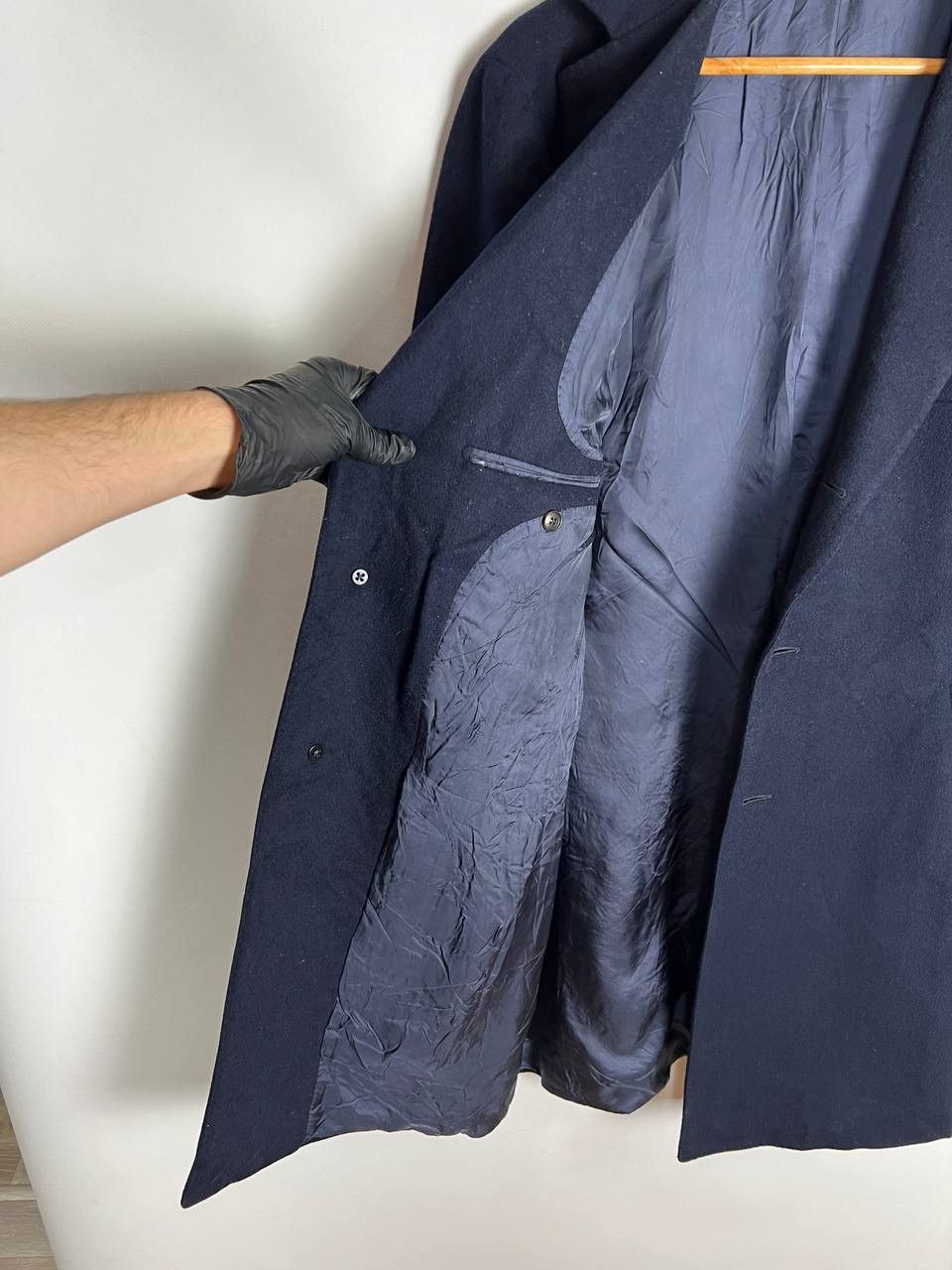 Vintage SuitSupply Vicenza trench Overcoat Mens 44 Navy Blue Wool Size US XL / EU 56 / 4 - 16 Thumbnail