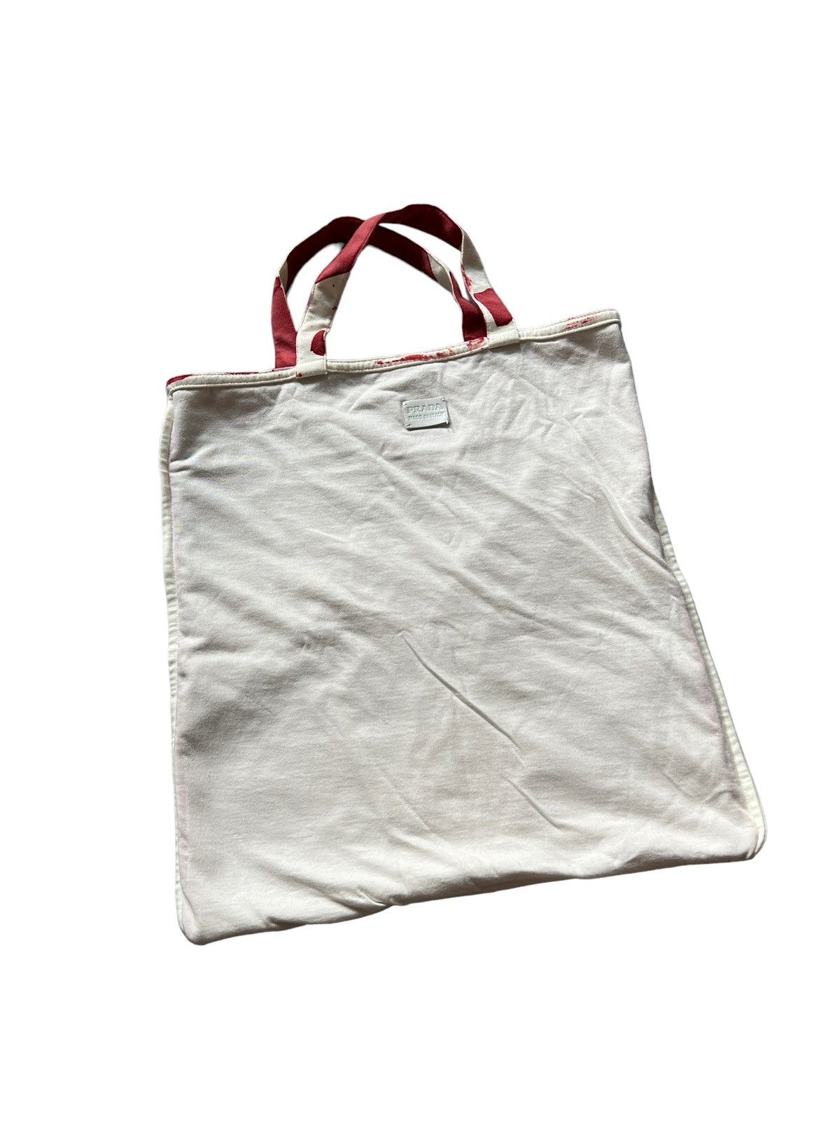 Prada Prada Chic White Red Fabric Tote Bag Size ONE SIZE - 5 Thumbnail