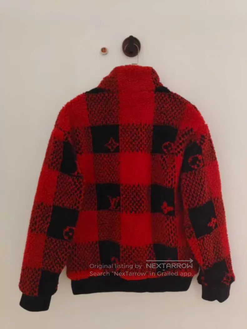 Louis Vuitton Louis Vuitton Red Plaid Teddy Lamb Wool Zip Jacket Size US S / EU 44-46 / 1 - 2 Thumbnail