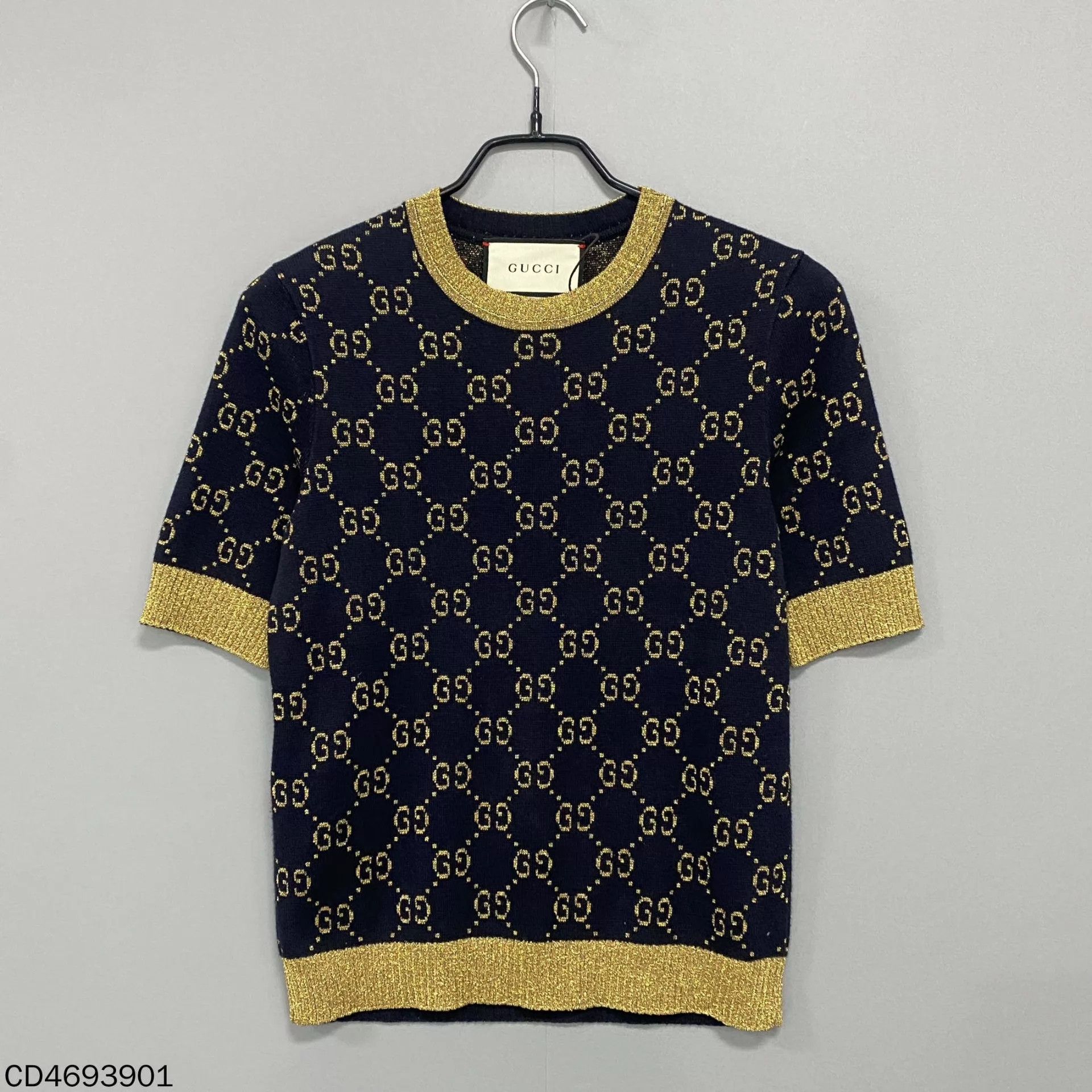 Gucci GUCCI Gold-Thread Jacquard Allover Print Knit Tee Size XS / US 0-2 / IT 36-38 - 1 Thumbnail