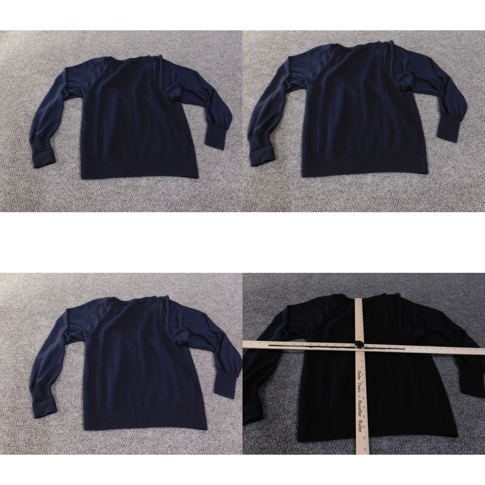 Loft LOFT Sweater Womens Small Navy Blue Mixed Media Pullover Knit Blouse Long Sleeve Size S / US 4 / IT 40 - 8 Thumbnail