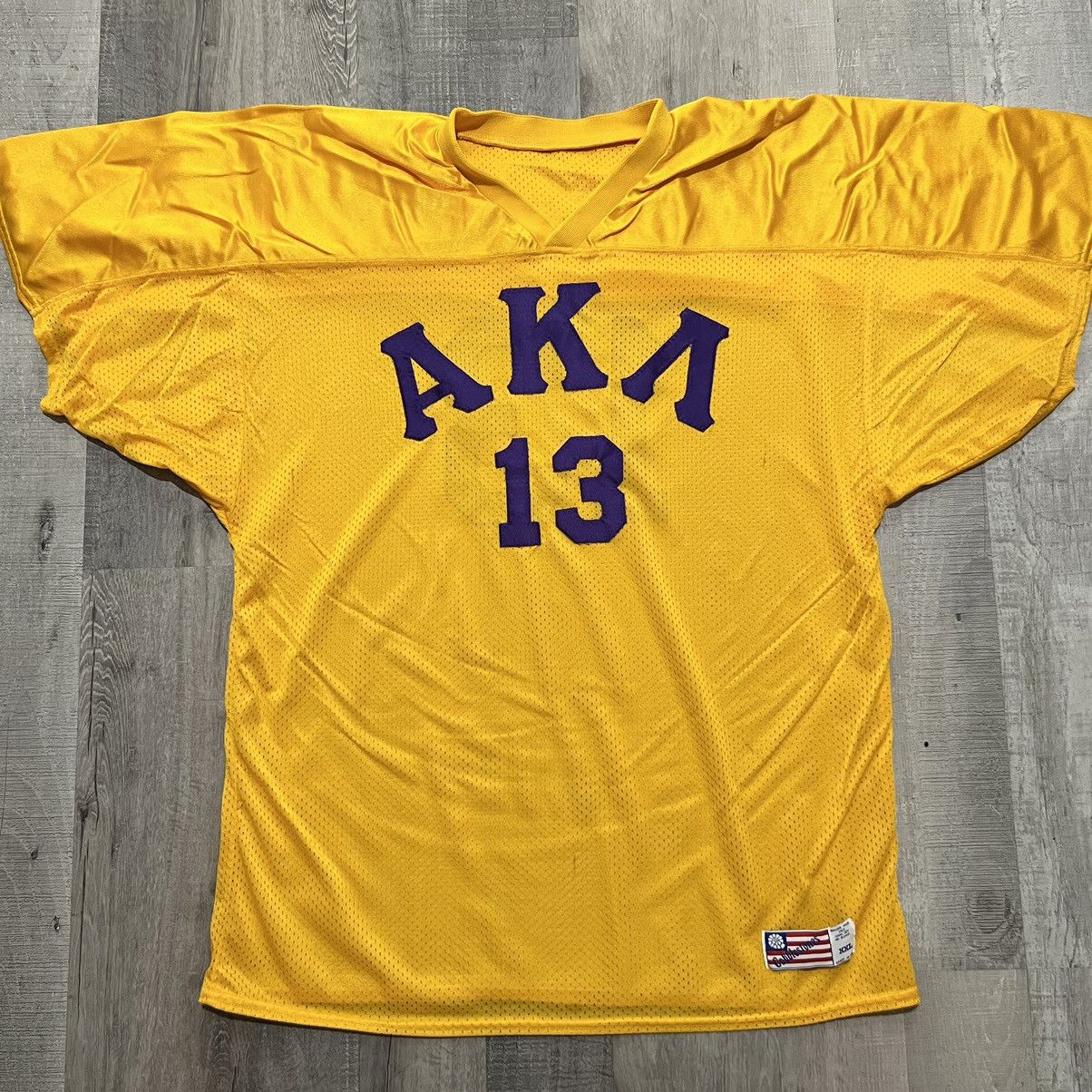Vintage VTG Alpha Kappa Delta 70s Yellow College Fraternity Jersey Size US XXL / EU 58 / 5 - 1 Thumbnail