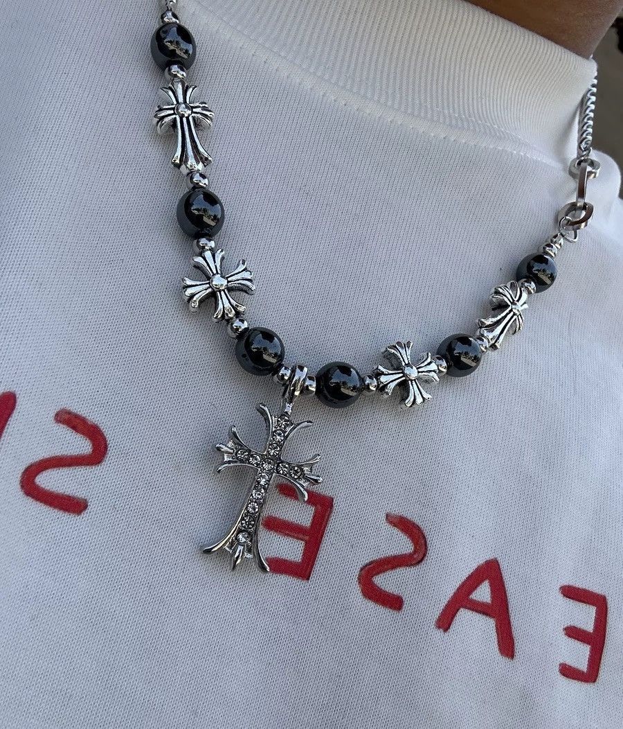 Japanese Brand × Jewelry Retro punk gothic black pearl cross chain necklace choker Size ONE SIZE - 1 Thumbnail