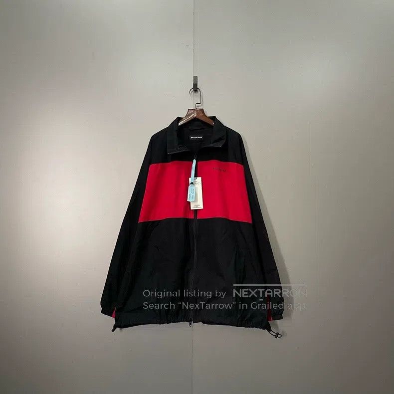 Balenciaga Black and Red Printed Logo School Jacket