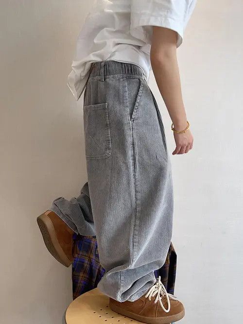 Other Gray Corduroy Wide-Leg Pants Size US 32 / EU 48 - 3 Thumbnail