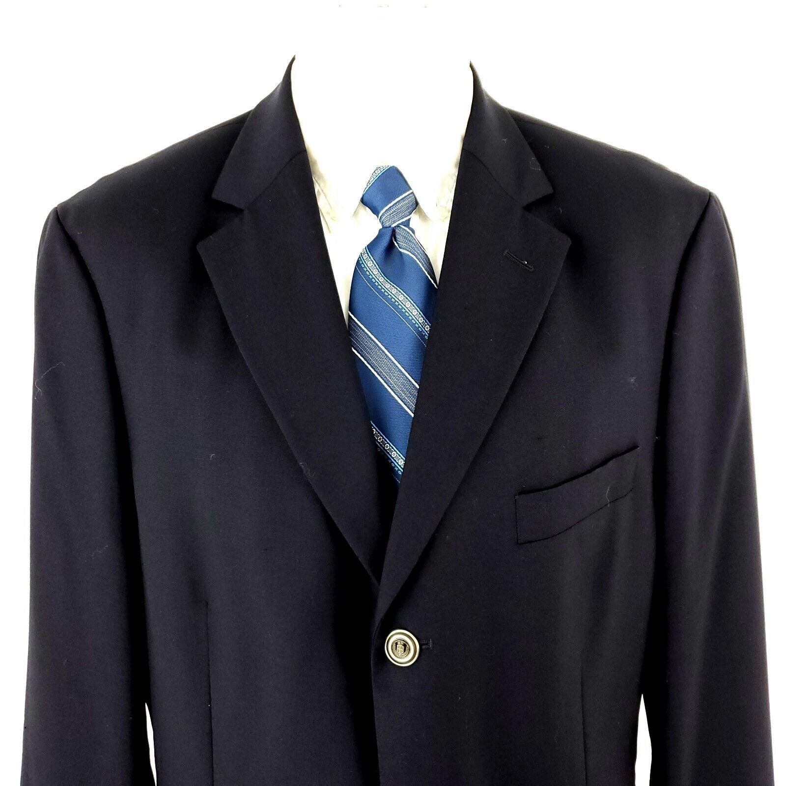 Alan Flusser Alan Flusser Wool 3 Silver Button Blazer 42L Gray Blue Size 42L - 1 Thumbnail