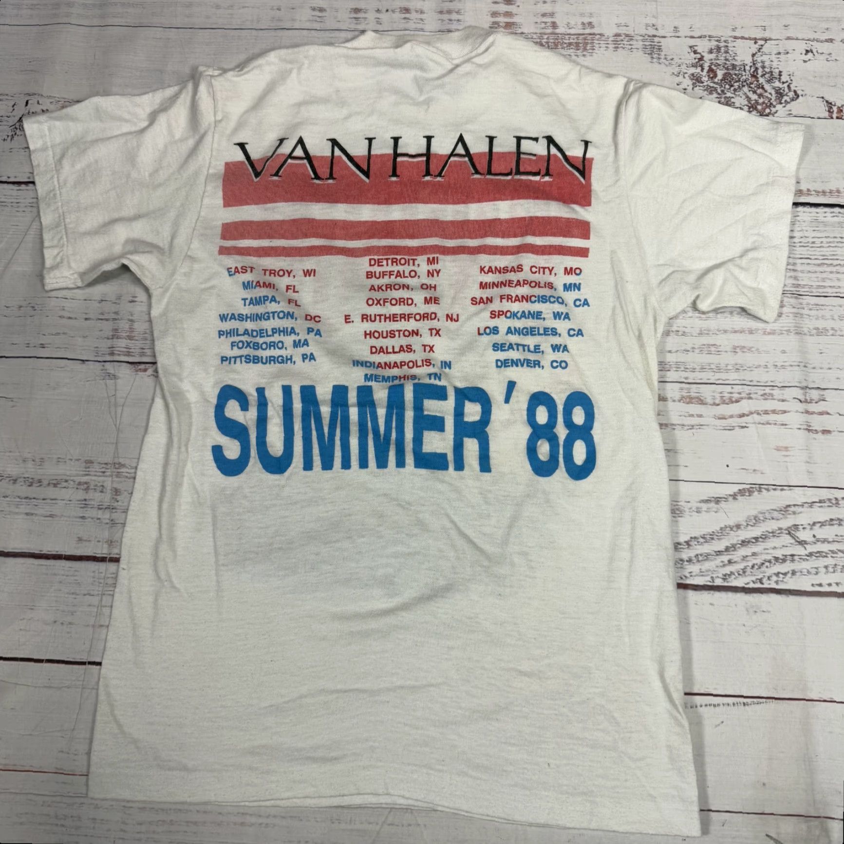 Vintage Van Halen 1988 Monsters of Rock Tour T Shirt Ape Graphics White Tag M womens XXS Size XXS / US 00 / IT 34 - 5 Thumbnail