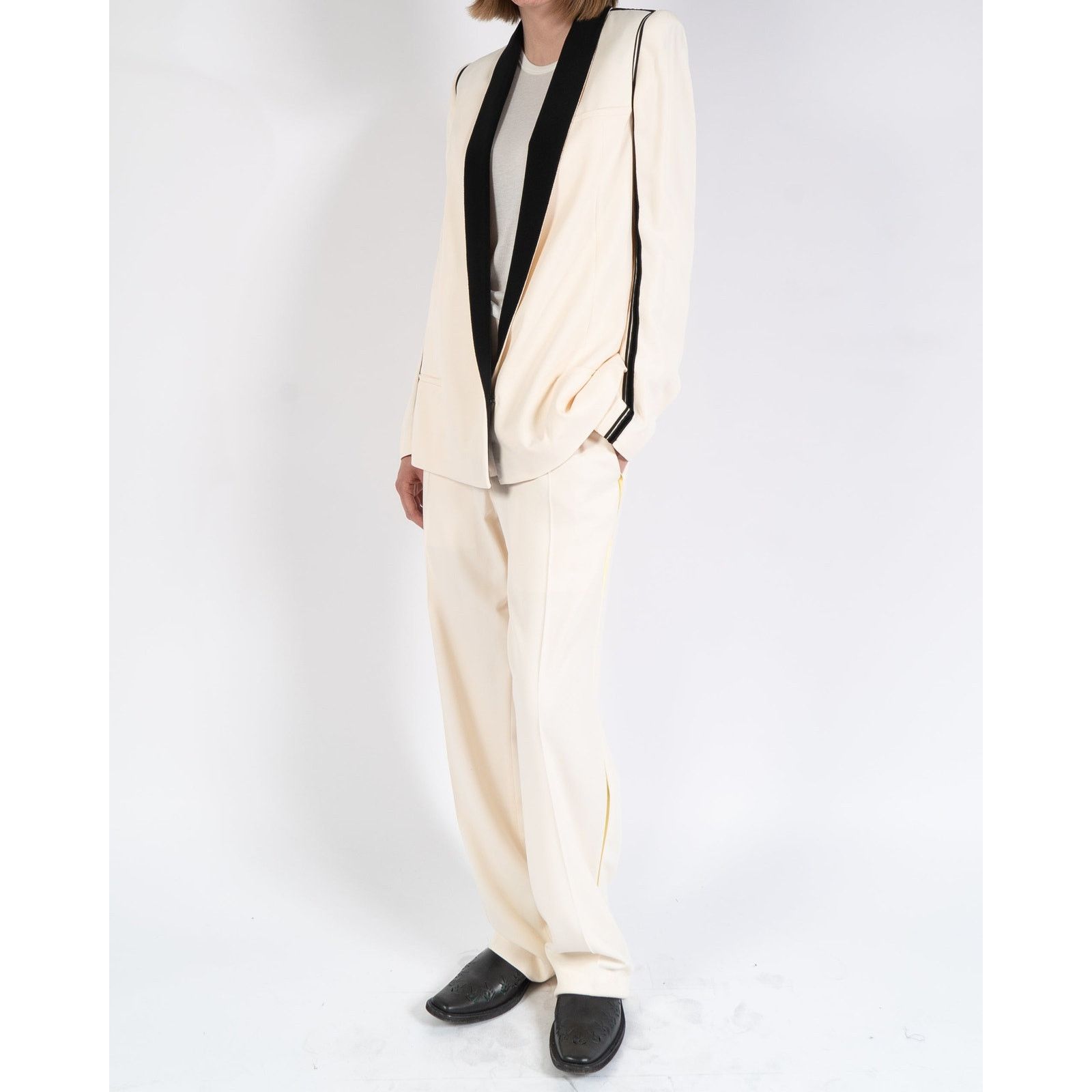 Haider Ackermann SS19 Beige Black Viscose Blazer Size S / US 4 / IT 40 - 6 Thumbnail
