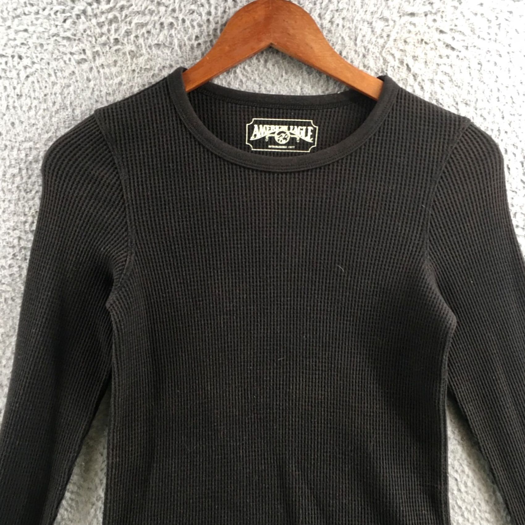American Eagle Outfitters American Eagle Outfitters Sweater Womens S Black Cotton Blend Knit Crew Neck Long Sleeve Pullover Size S / US 4 / IT 40 - 2 Thumbnail