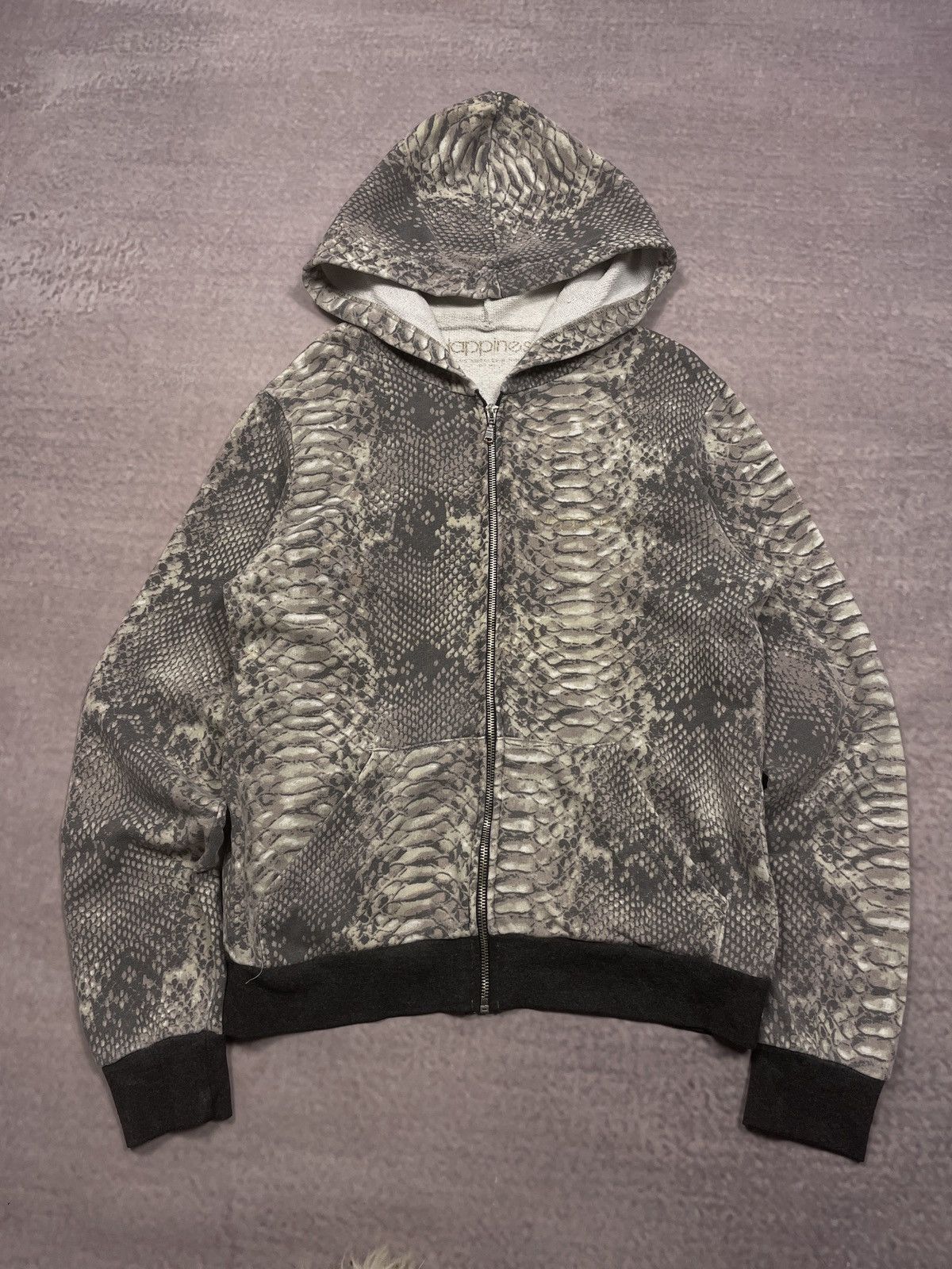 Y2K LGB IfSixWasNine Style Snake Skin Pattern Zip Hoodie