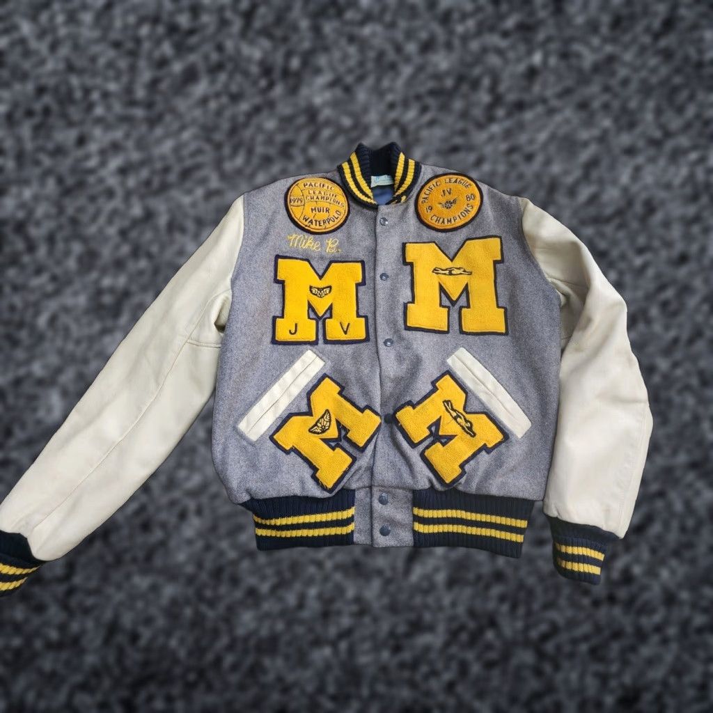 Vintage Vintage Albion John Muir High School Letterman Jacket Wool Gray 80s College Sports Football Varsity Mens Size US M / EU 48-50 / 2 - 1 Thumbnail