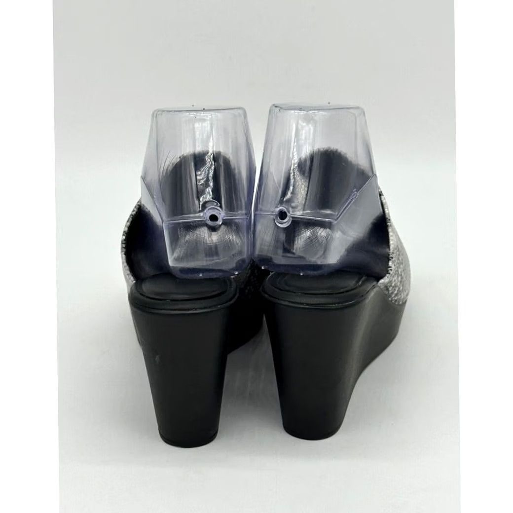 Vintage Tahari Mylana Snakeskin Print Wedge Slide Sandals Women 7.5 Grey Open Toe Ladies Size US 8 / IT 38 - 2 Thumbnail
