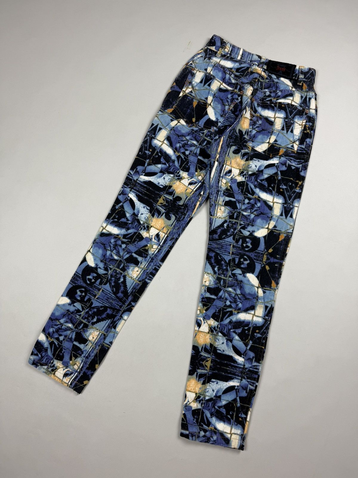 Jean Paul Gaultier 90s JPG Jean Paul Gaultier Stained Glass Printed Denim Jeans Size 25" / US 0 / IT 36 - 19 Thumbnail