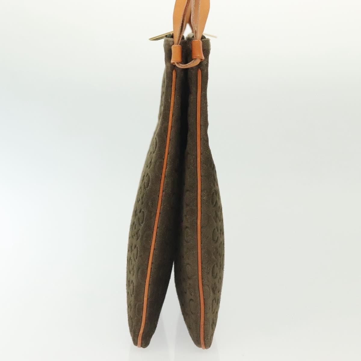 Celine CELINE C Macadam Canvas Shoulder Bag Suede Brown Gold Size ONE SIZE - 4 Thumbnail