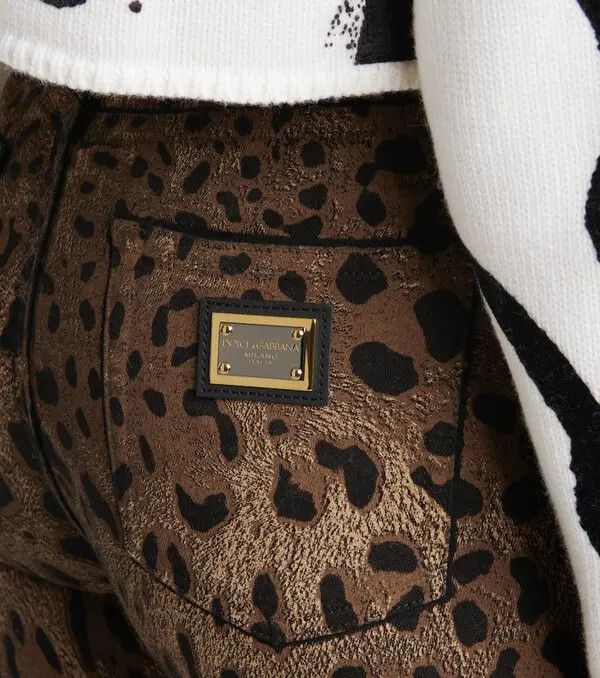 Dolce & Gabbana o1y0925 Leoprd-Print Casual Pant in Brown/Black Size 25" / US 0 / IT 36 - 4 Thumbnail