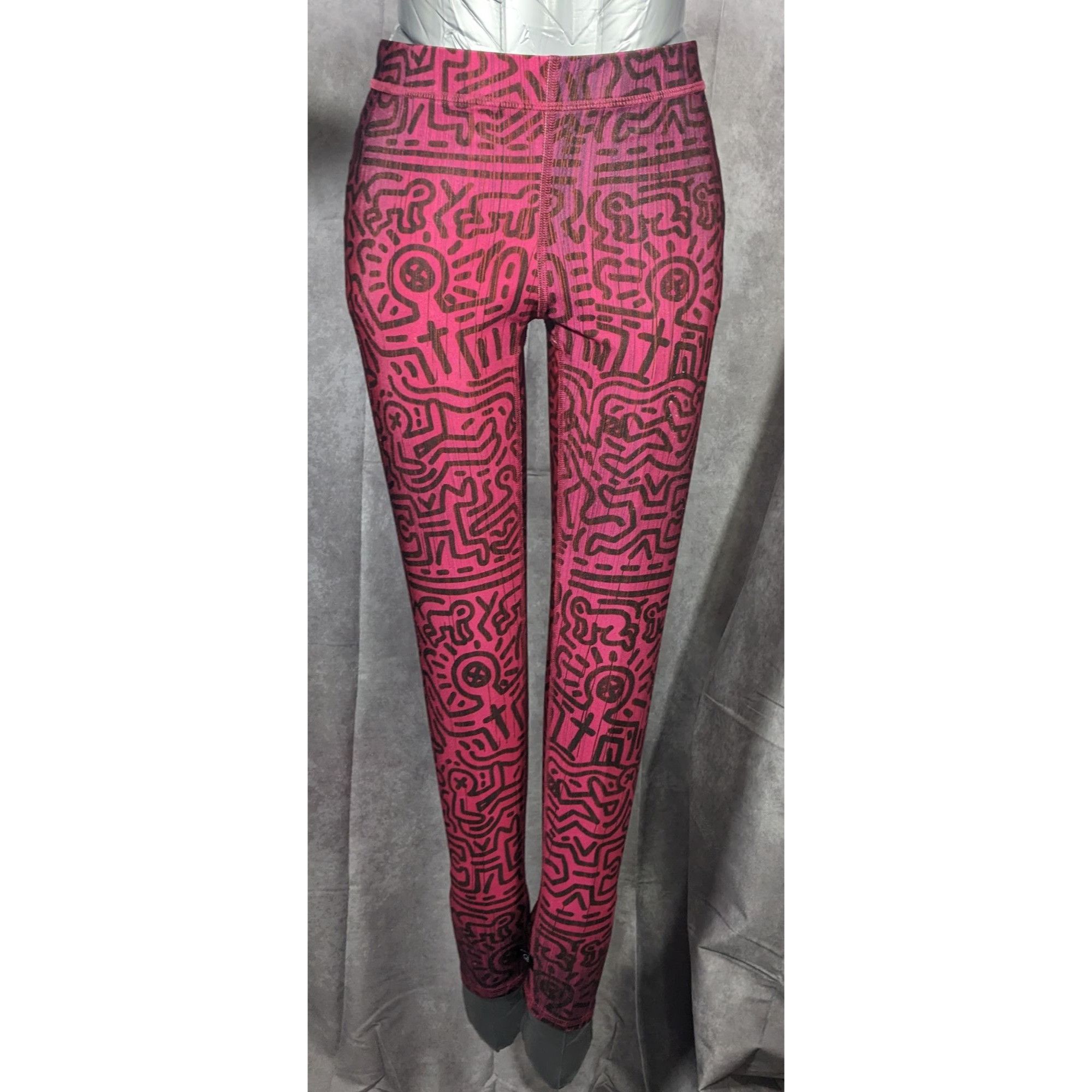 Keith Haring × Terez Terez x Keith Haring Pink And Black Love Themed Leggings Siz Size 28" / US 6 / IT 42 - 5 Thumbnail