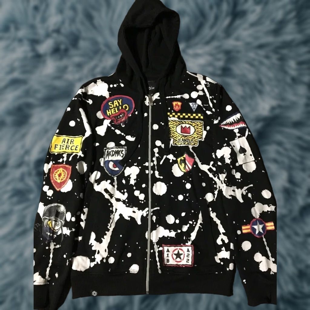 Akademiks VINTAGE Akademiks Hoodie Main Logo Jeanius Air Force All Over Print Black M 90s NYC Mens Hoodie Size US M / EU 48-50 / 2 - 1 Thumbnail