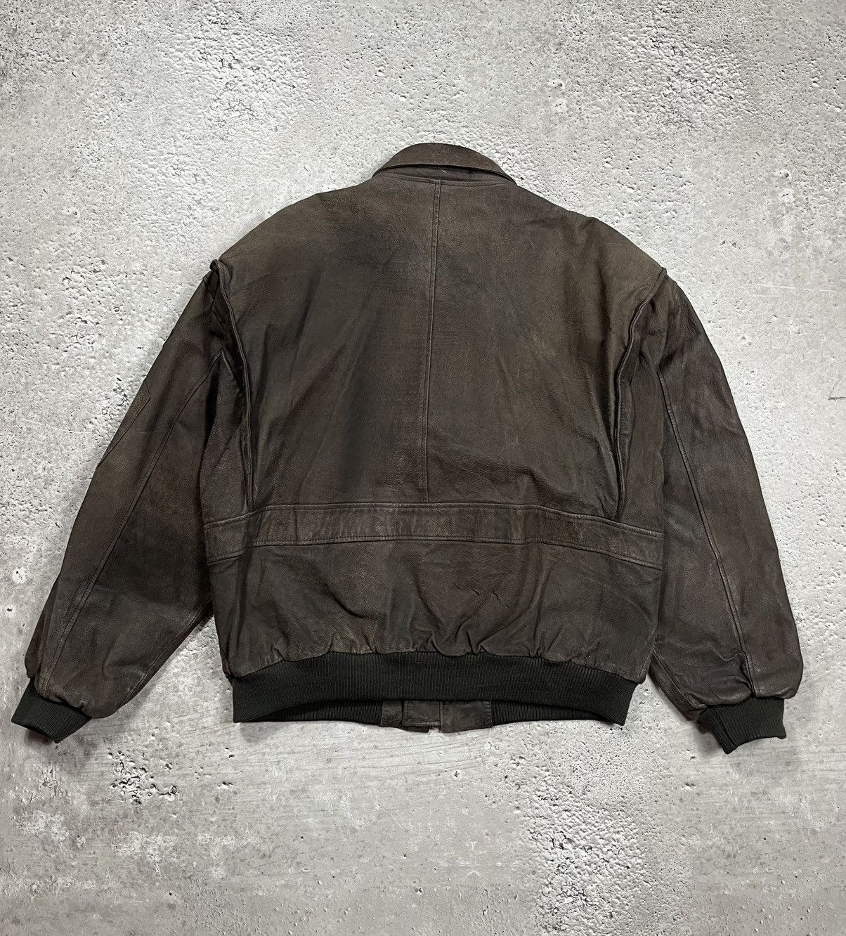 Japanese Brand × Leather × Vintage Vintage Distressed Aviator Bomber Jacket Brown Leather Look Size US XL / EU 56 / 4 - 16 Thumbnail
