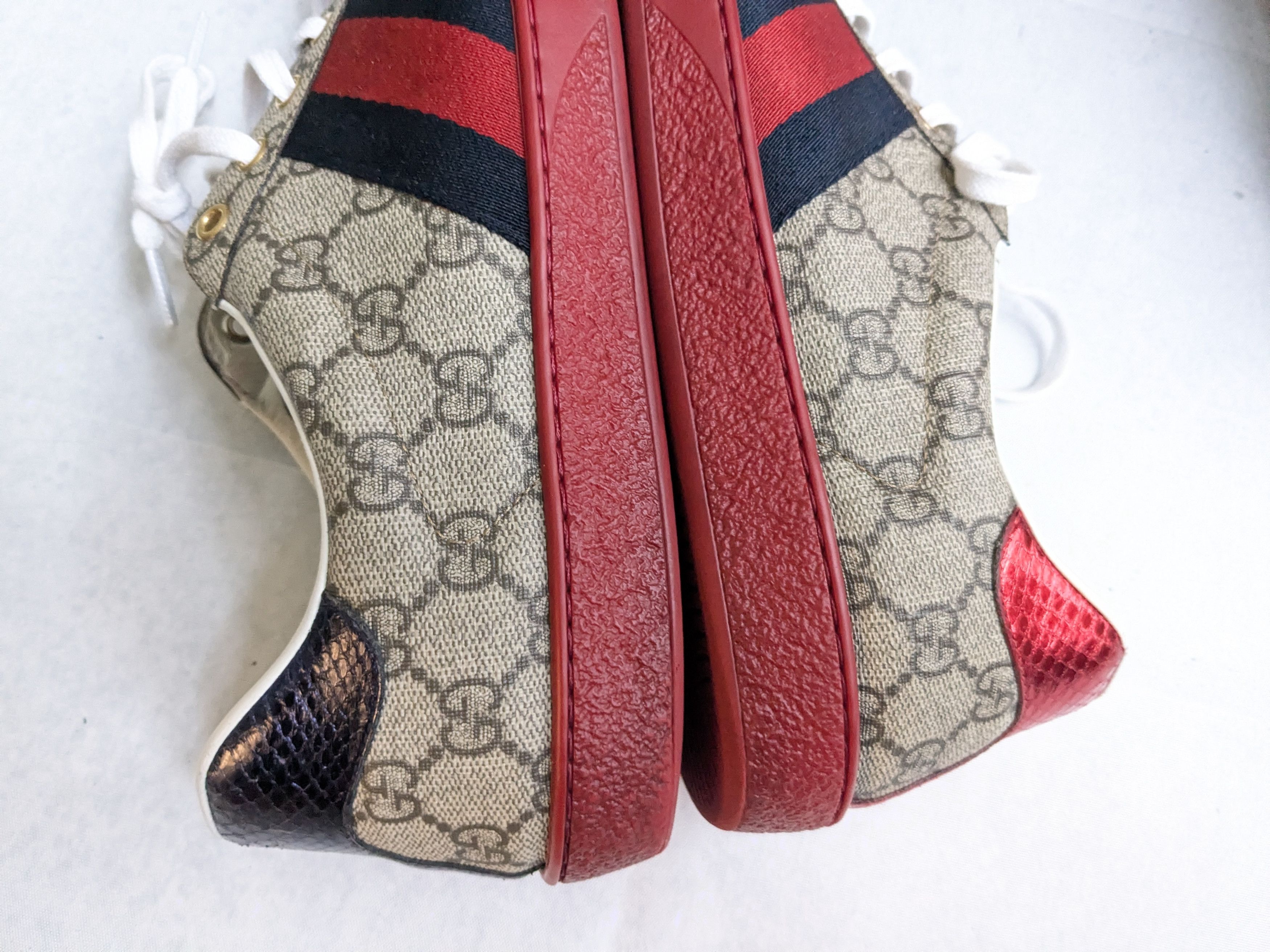 Gucci Gucci Ace Supreme Sneakers 10.5 Monogram Logo Red Size US 10.5 / EU 43-44 - 13 Thumbnail