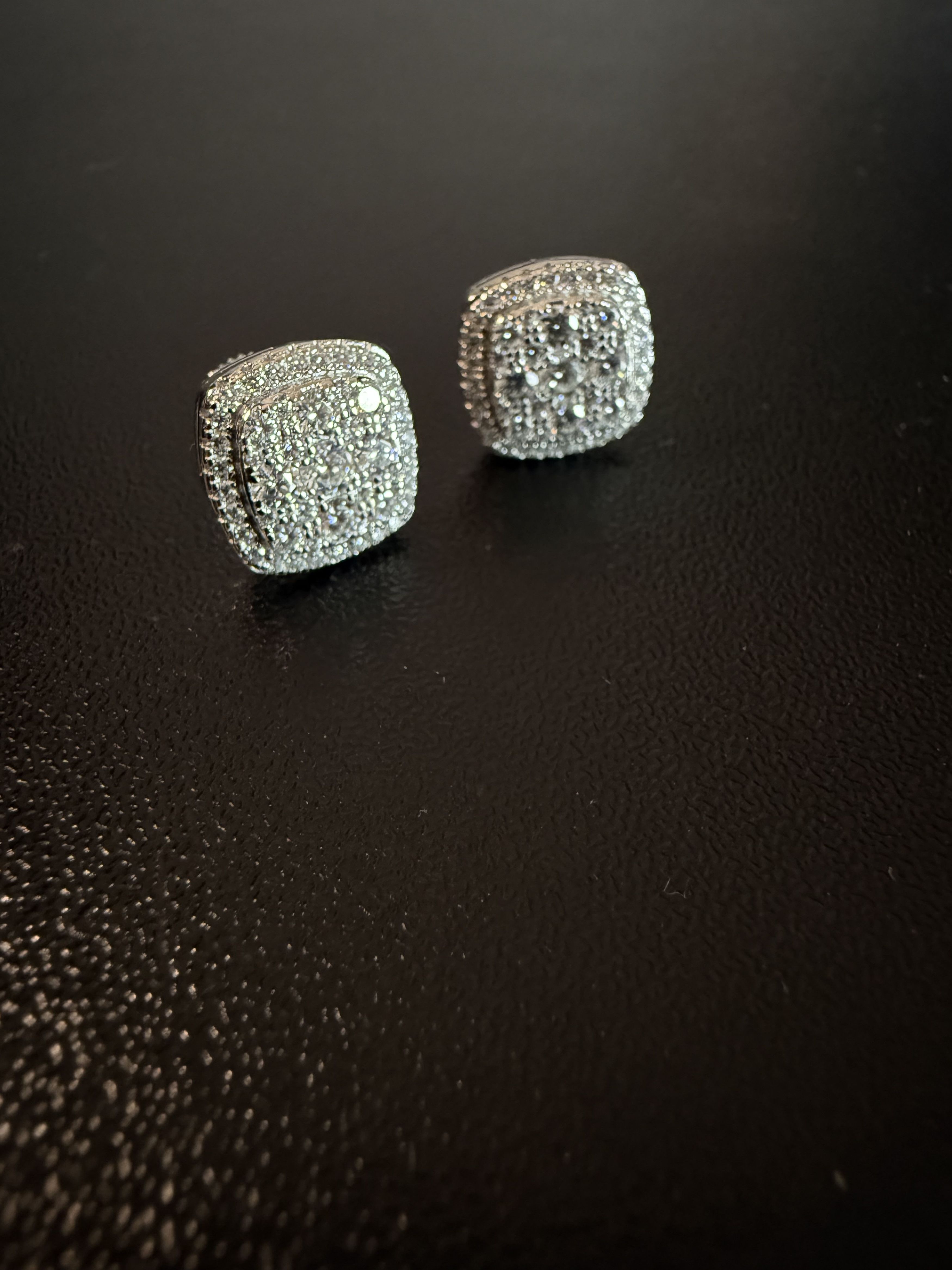 Other Square ice cross men’s Moissanite 925 silver earrings Size ONE SIZE - 1 Thumbnail