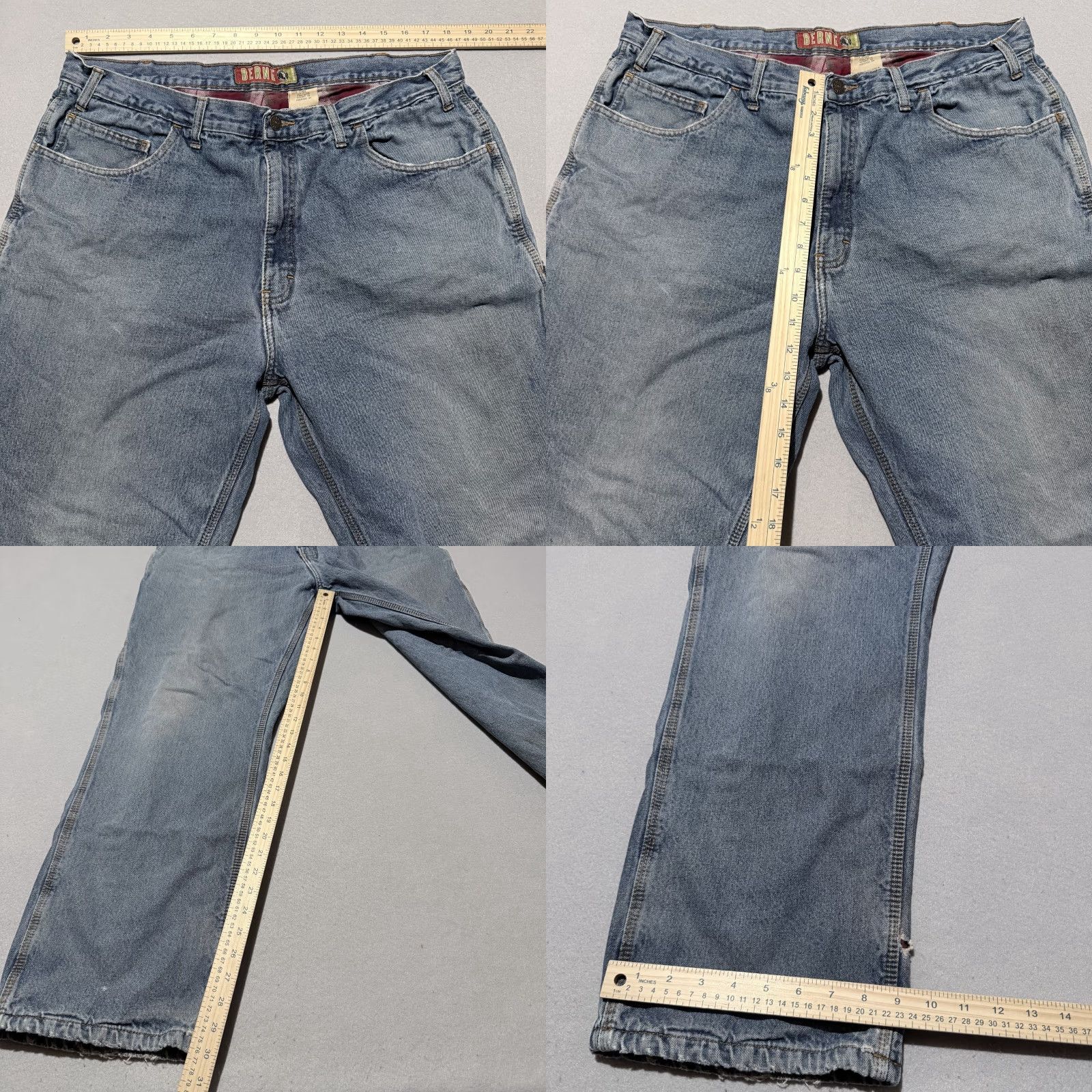 Denime Berne Jeans Blue Denim Flannel Lined Carpenter 40x34 - Distressed Workwear Shirts? Size US 36 / EU 52 - 9 Thumbnail