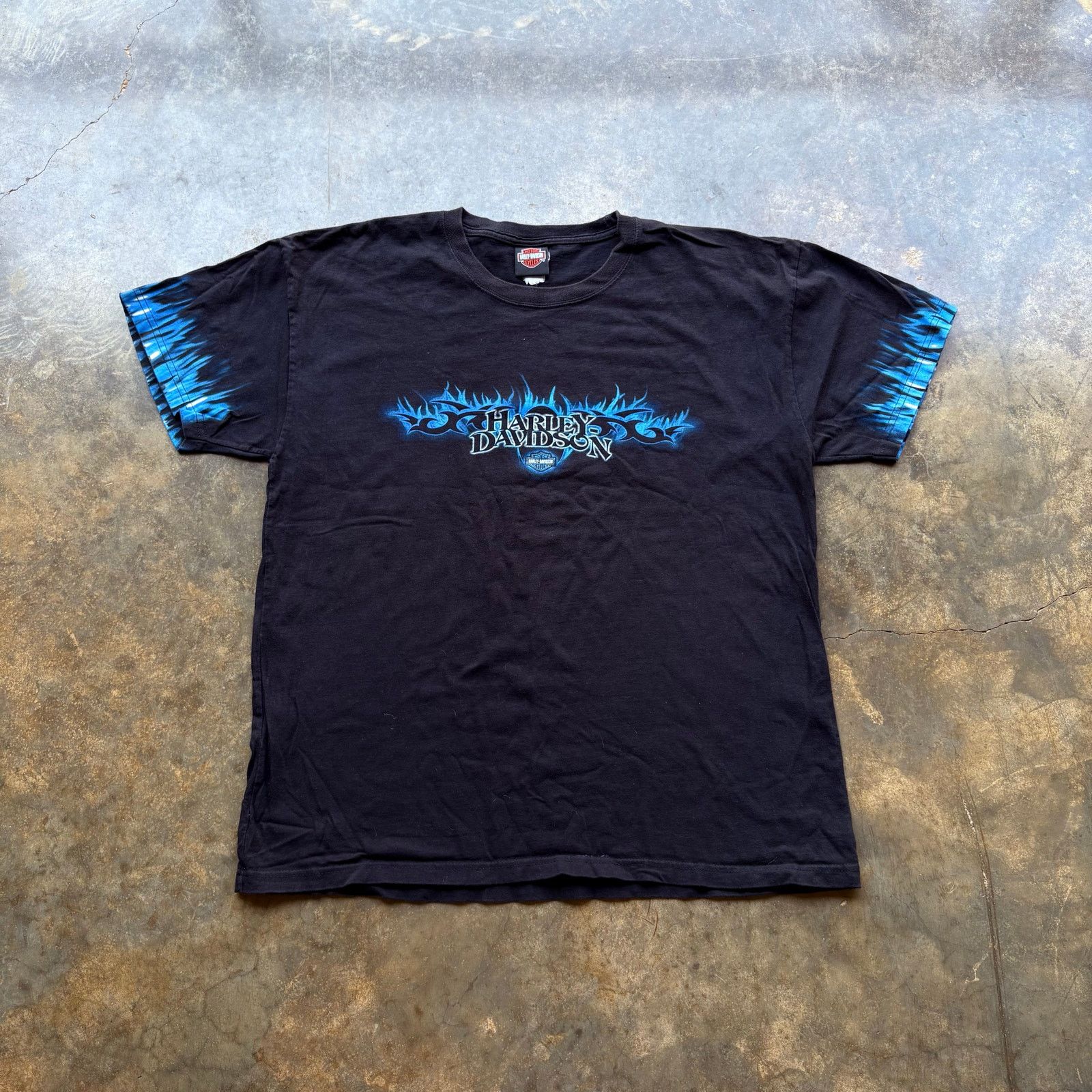Harley Davidson Very Rare Vintage Harley Flame Sleeve T-shirt Size US XL / EU 56 / 4 - 1 Thumbnail