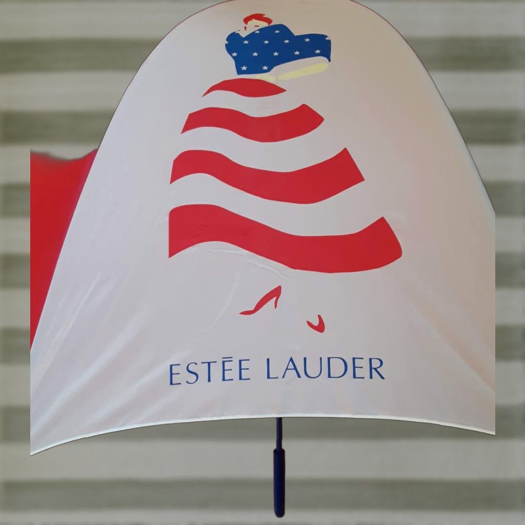 Vintage VINTAGE Estee Lauder Umbrella Women Windproof Fashion Red White Blue 3ft Long 3ft Diameter Size ONE SIZE - 1 Thumbnail
