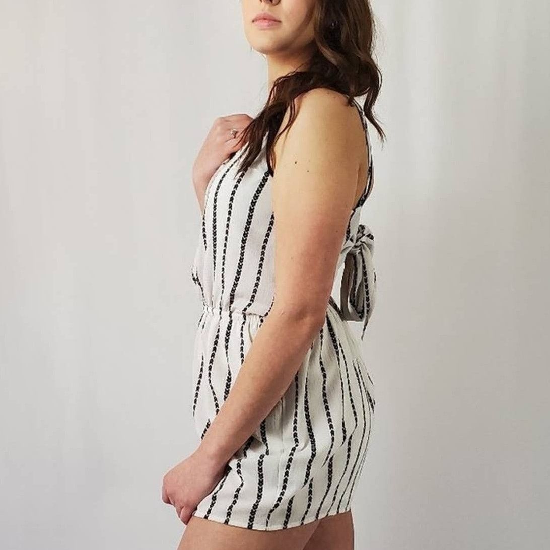 Designer One Clothing Los Angeles Black & White Striped Romper - M Size 28" / US 6 / IT 42 - 6 Thumbnail