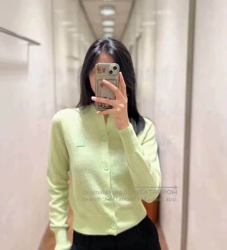 Acne Studios Acne Studios Smiley wool cardigan, mint green, classic smi Size S / US 4 / IT 40 - 1 Thumbnail