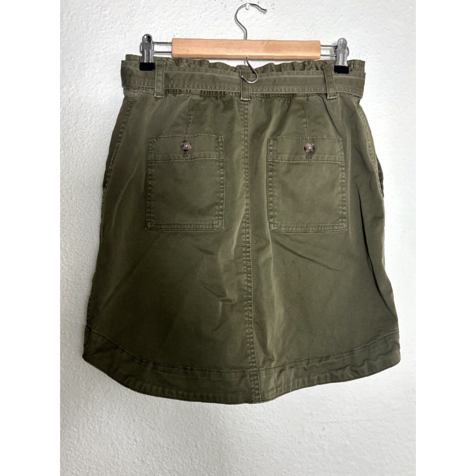Gap Gap Skirt Women 6 Hi Rise Utility Olive Belted Cotton Elastane Zip Knee Length Skater Mens??? Size 28" / US 6 / IT 42 - 6 Thumbnail