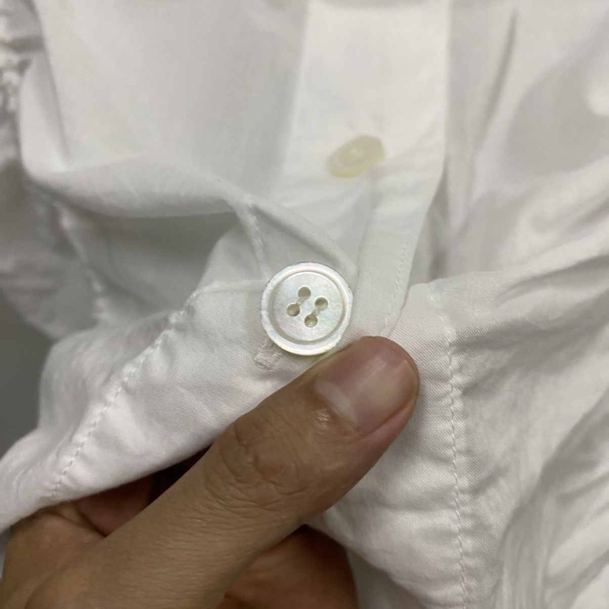 Issey Miyake Issey Miyake White Ruched Button-Up Shirt Size M / US 6-8 / IT 42-44 - 8 Thumbnail