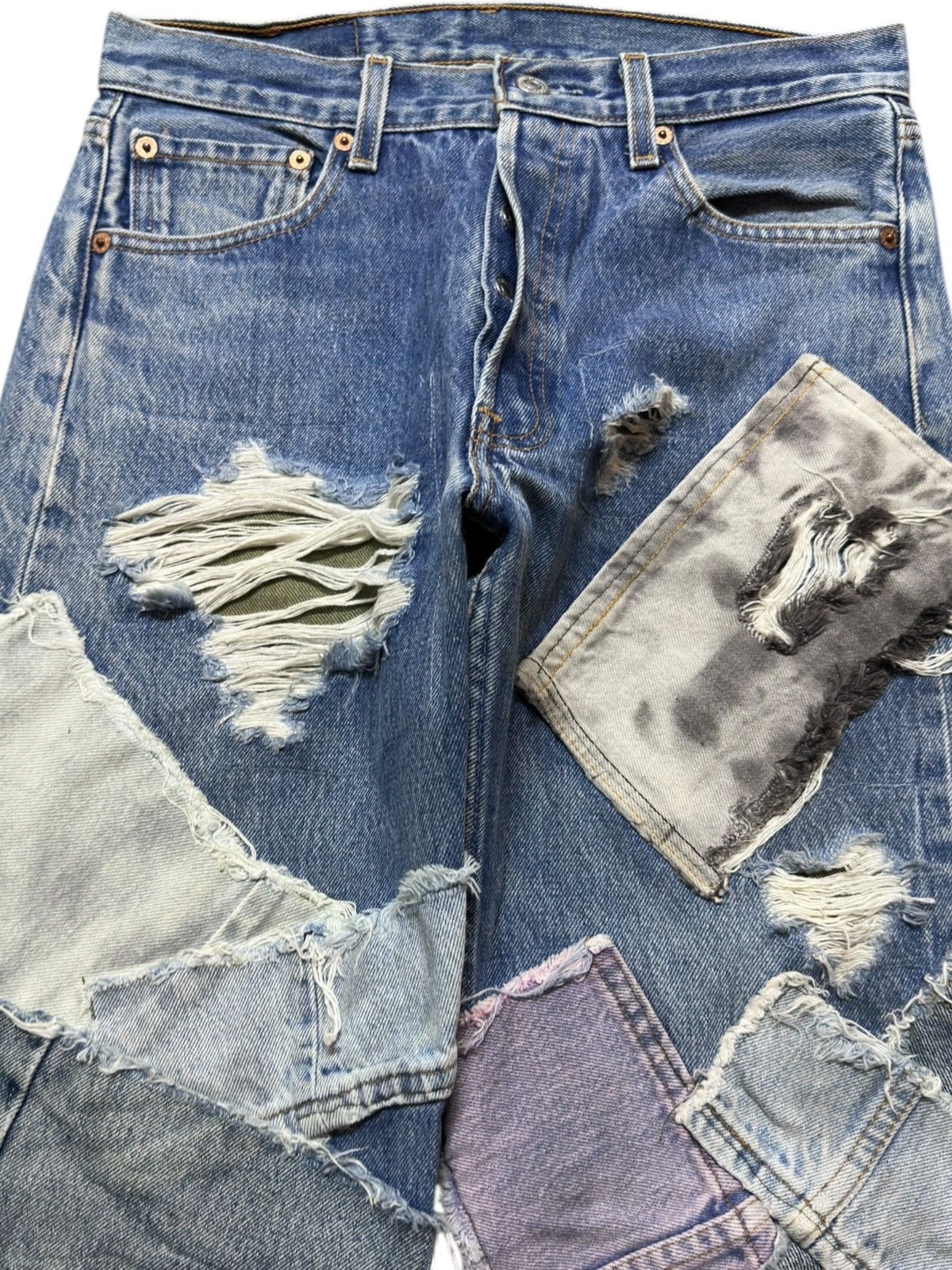Levi's Vintage Levi’s 501 Sashiko Boro Denim Size US 29 - 2 Thumbnail